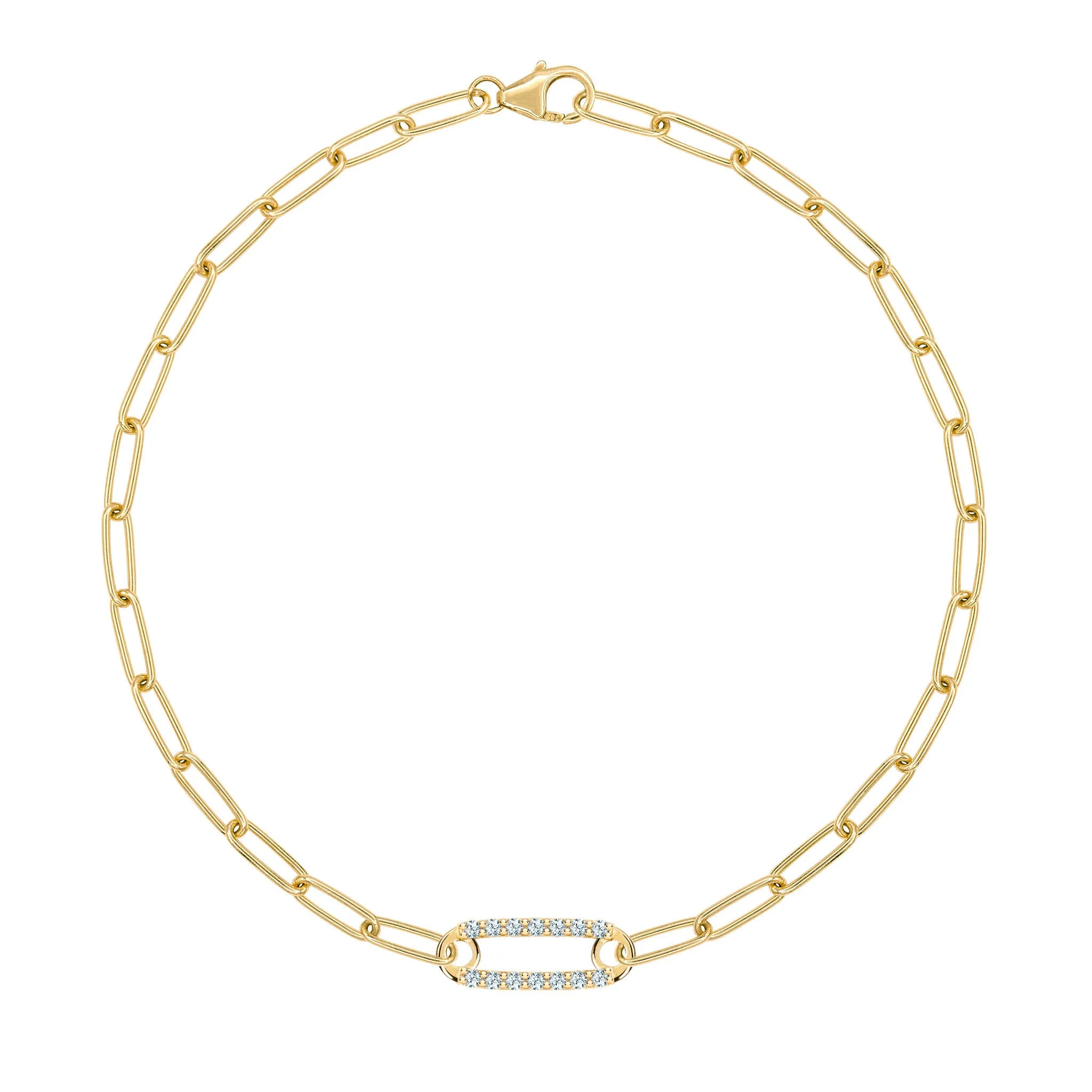 Adelaide 1 Pavé Aquamarine Link Bracelet in 14k Gold (March) sold by Haverhill