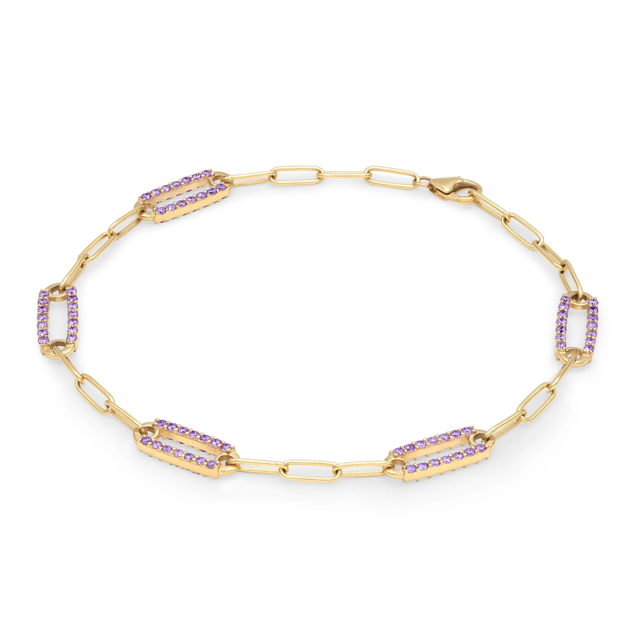 Adelaide 5 Pavé Amethyst Link Bracelet in 14k Gold (February) sold by Haverhill product image thumbnail 5