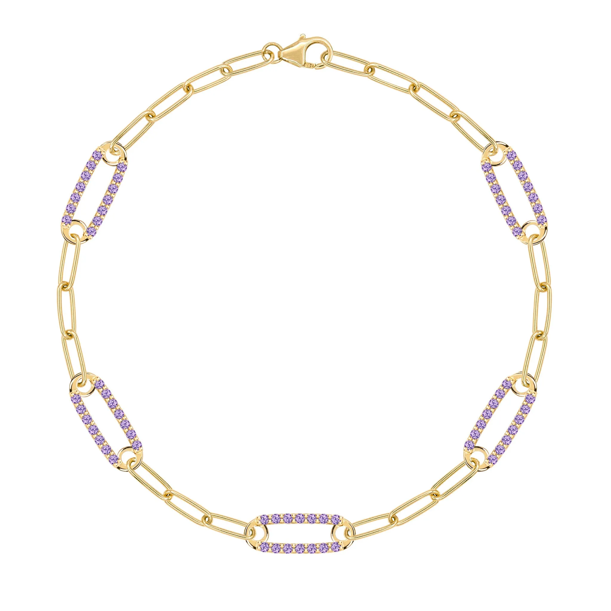 Adelaide 5 Pavé Amethyst Link Bracelet in 14k Gold (February) sold by Haverhill