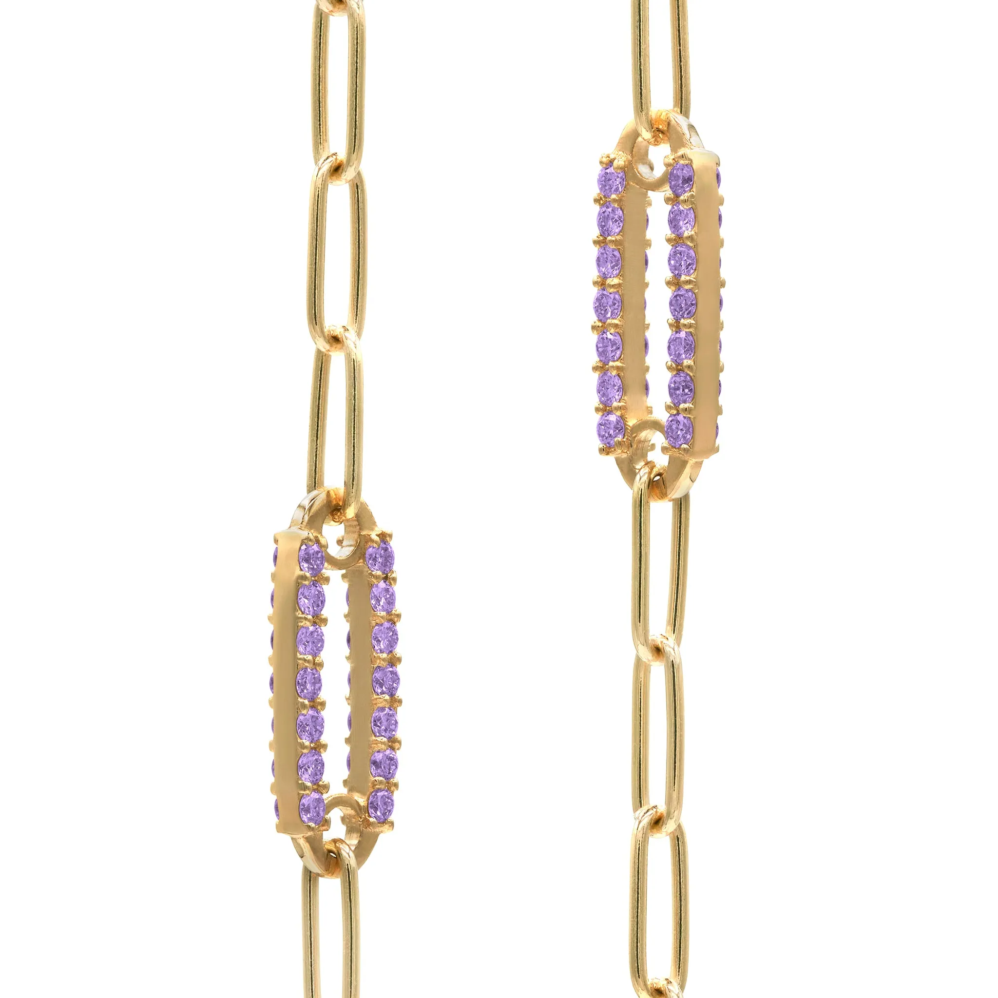 Adelaide 5 Pavé Amethyst Link Bracelet in 14k Gold (February) sold by Haverhill product image thumbnail 4