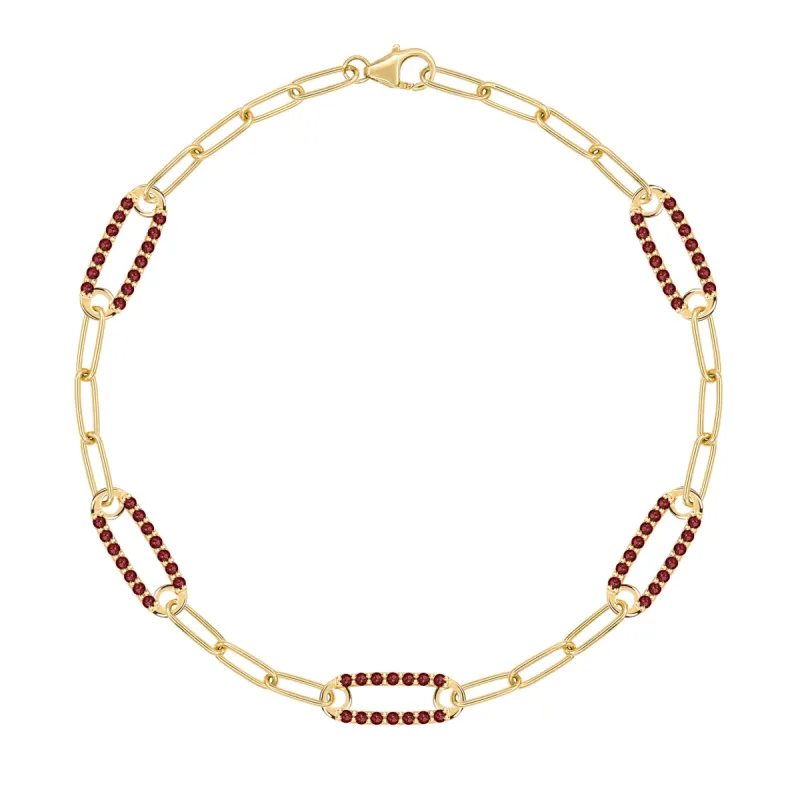 Adelaide 5 Pavé Garnet Link Bracelet in 14k Gold (January) sold by Haverhill