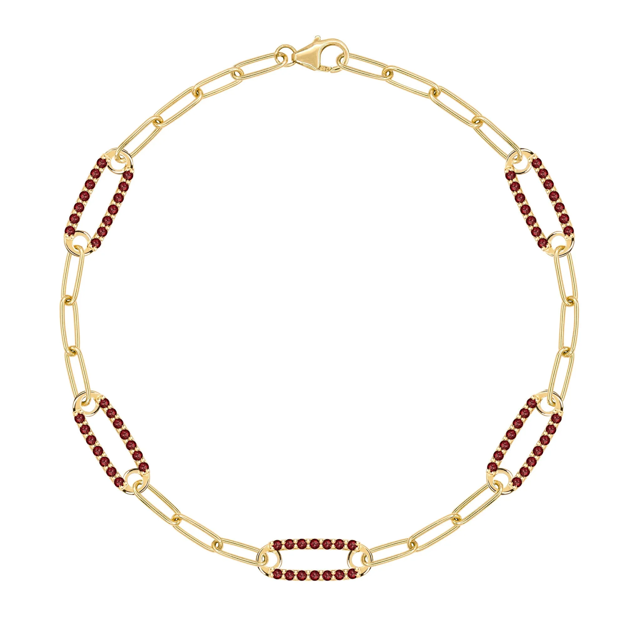 Adelaide 5 Pavé Garnet Link Bracelet in 14k Gold (January) sold by Haverhill