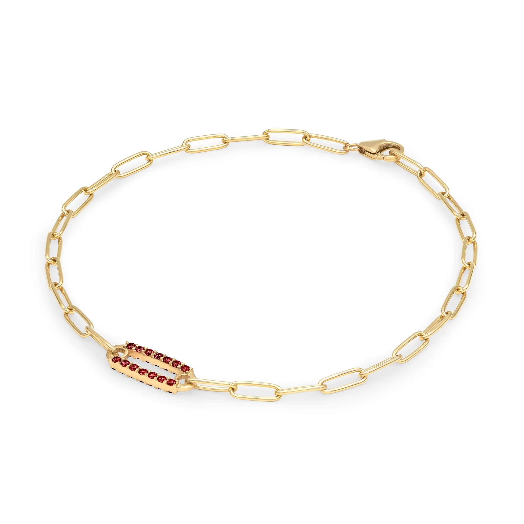 Adelaide 1 Pavé Garnet Link Bracelet in 14k Gold (January) sold by Haverhill product image thumbnail 5