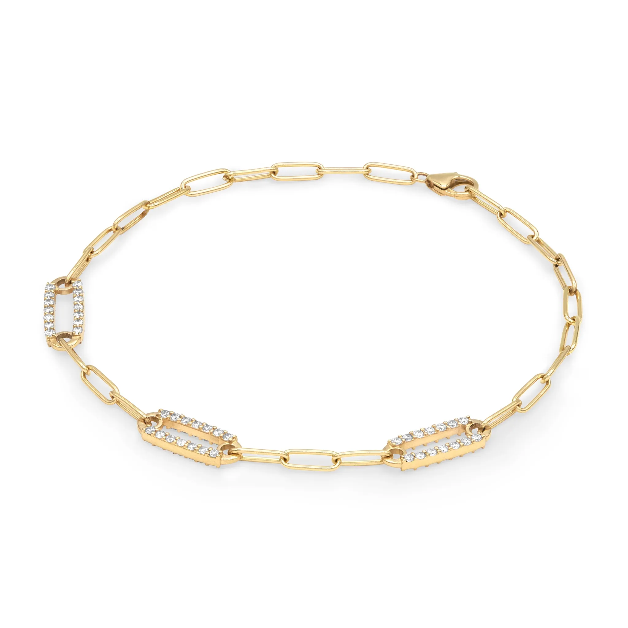 Adelaide 3 Pavé Birthstone Link Bracelet in 14k Gold sold by Haverhill product image thumbnail 4
