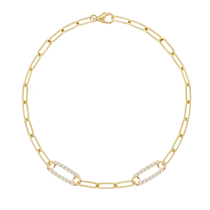 Adelaide 2 Pavé Birthstone Link Bracelet in 14k Gold sold by Haverhill