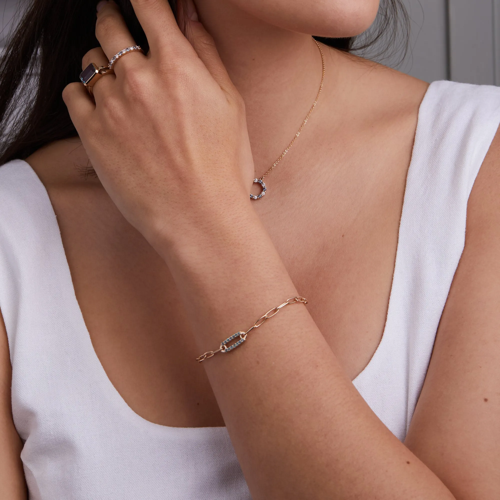 Adelaide 1 Pavé Birthstone Link Bracelet in 14k Gold sold by Haverhill product image thumbnail 2