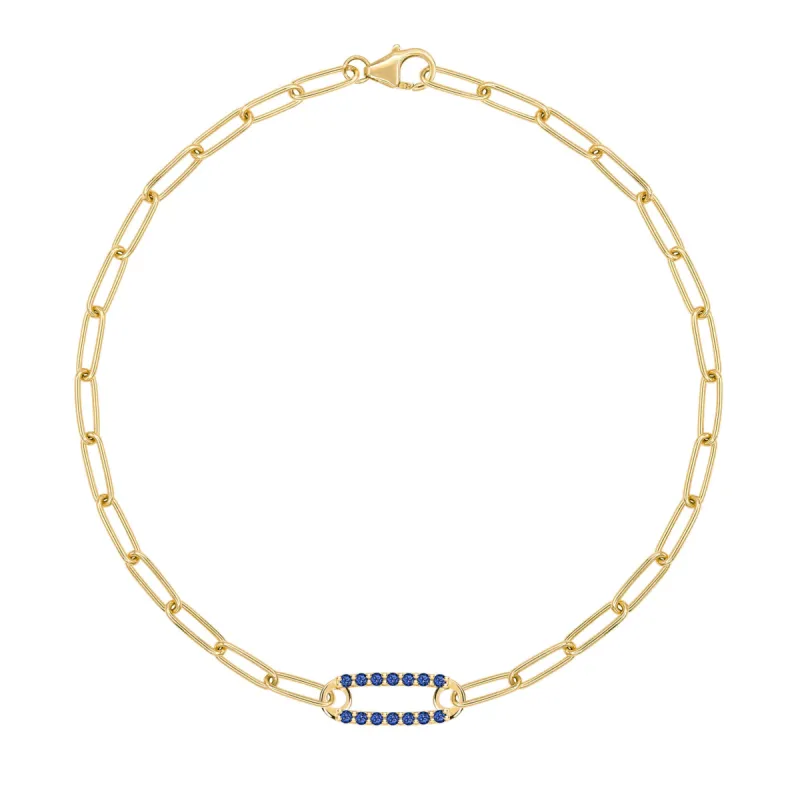 Adelaide 1 Pavé Sapphire Link Bracelet in 14k Gold (September) sold by Haverhill