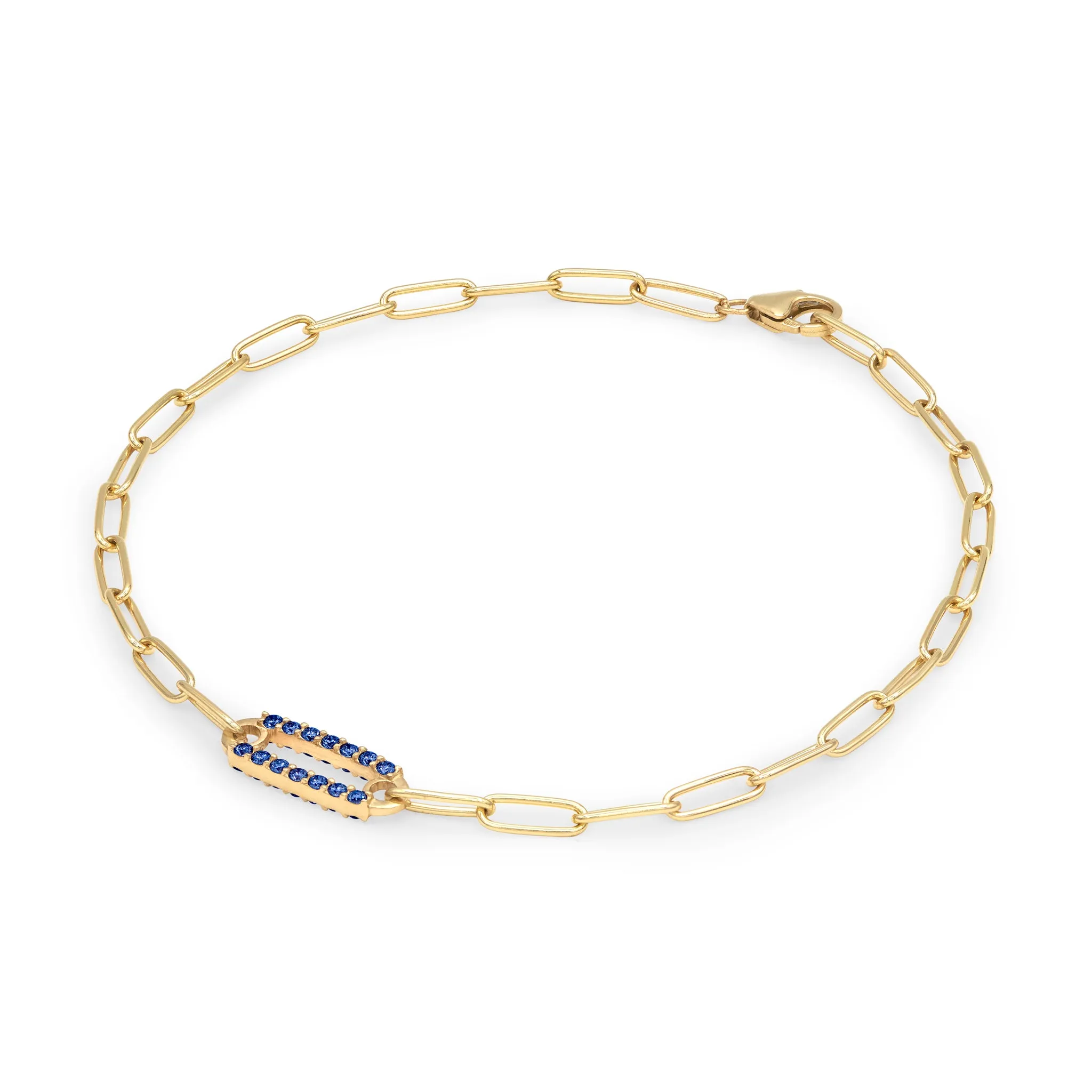 Adelaide 1 Pavé Sapphire Link Bracelet in 14k Gold (September) sold by Haverhill product image thumbnail 4
