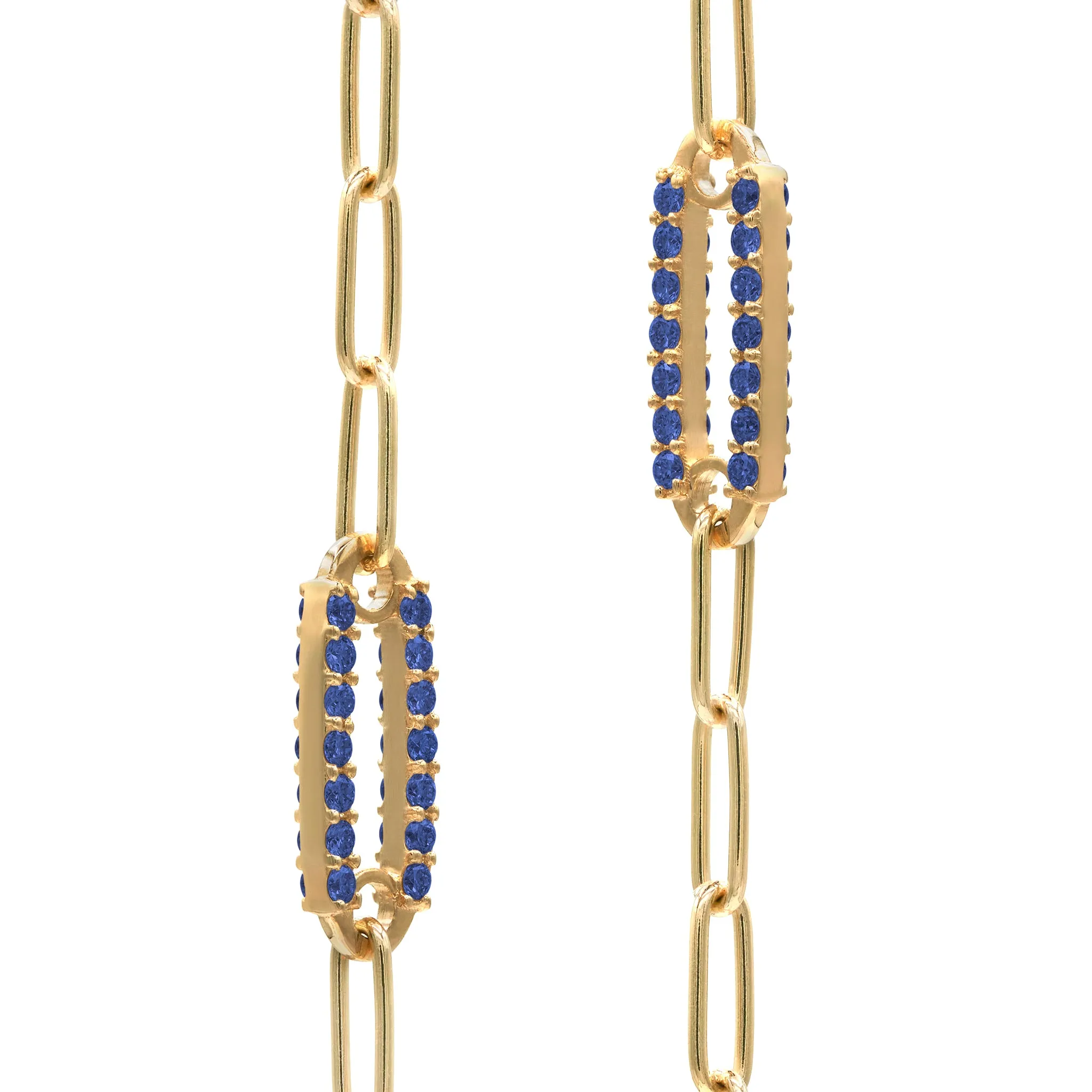 Adelaide 5 Pavé Sapphire Link Necklace in 14k Gold (September) sold by Haverhill product image thumbnail 4