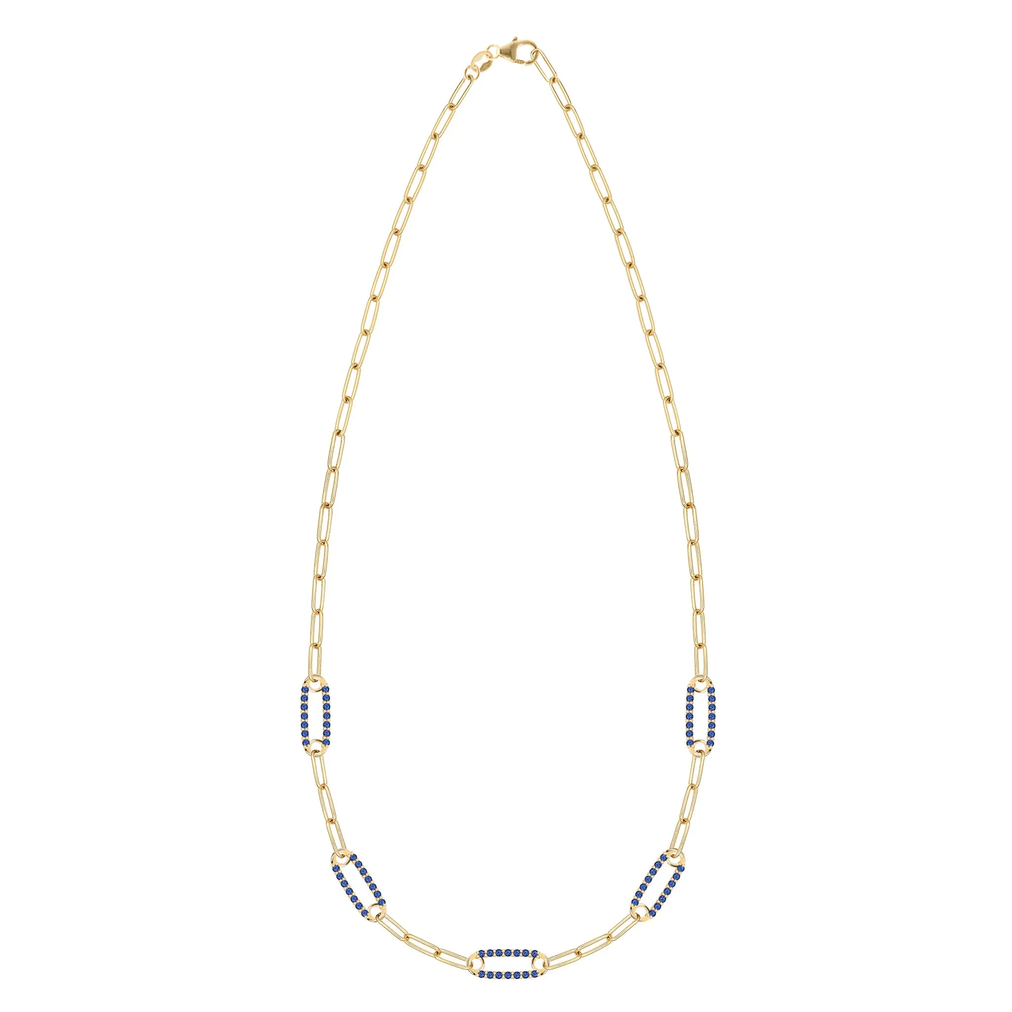 Adelaide 5 Pavé Sapphire Link Necklace in 14k Gold (September) sold by Haverhill product image thumbnail 5