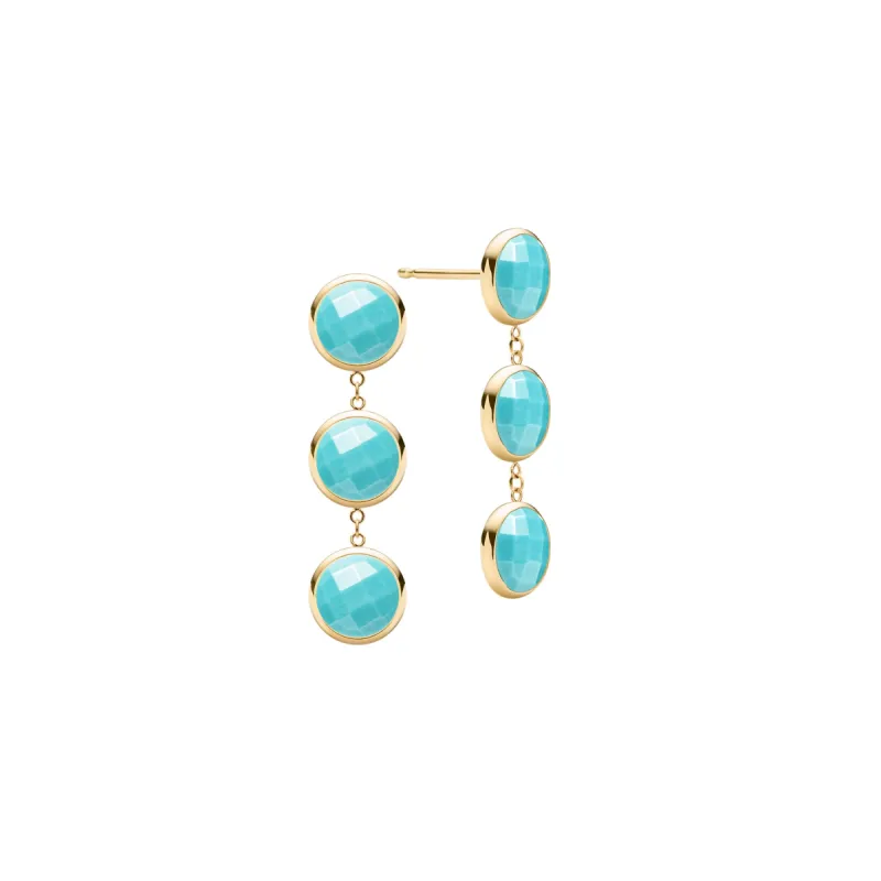 Newport Grand 3 Turquoise Earrings in 14k Gold (December) sold by Haverhill