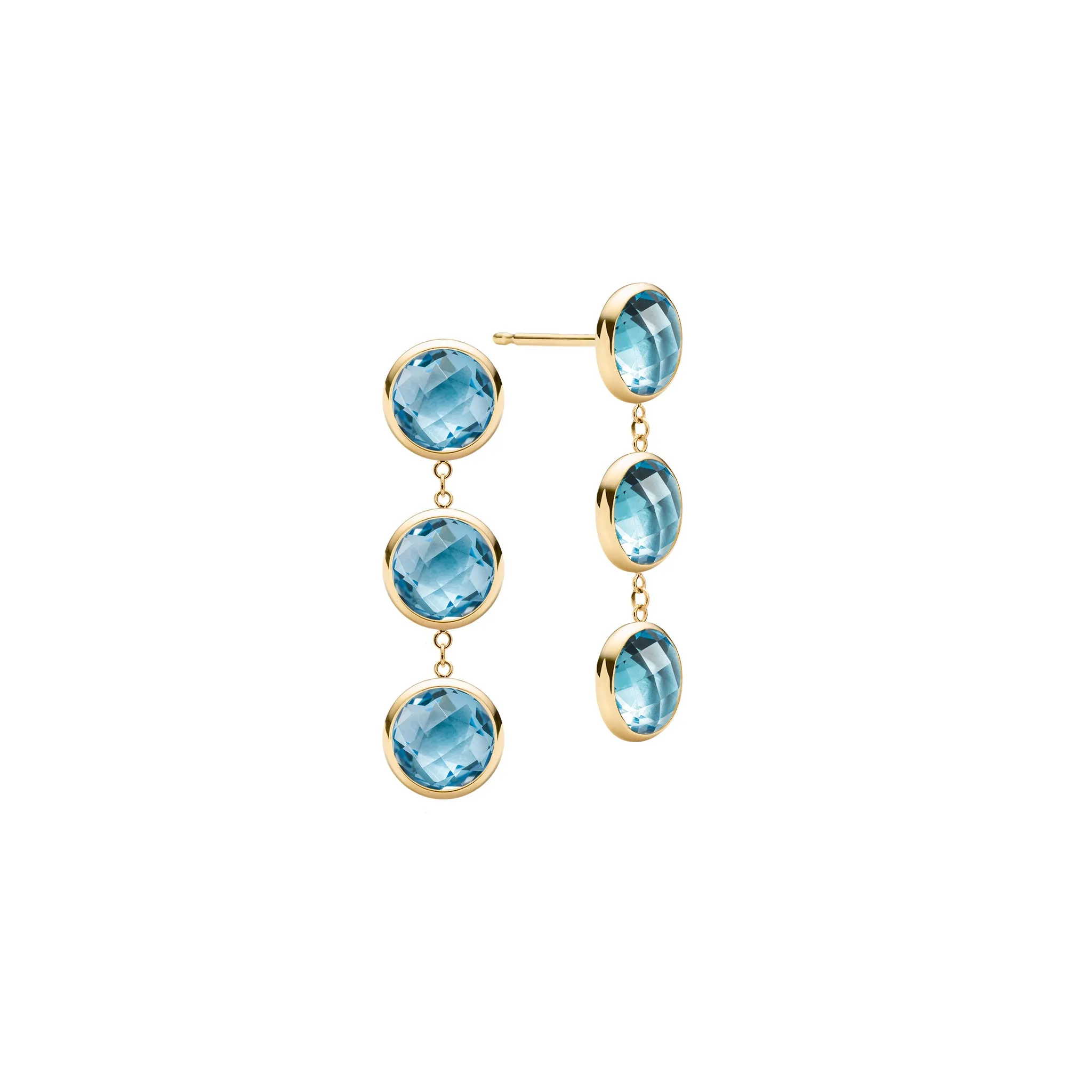 Newport Grand 3 Nantucket Blue Topaz Earrings in 14k Gold (December) sold by Haverhill