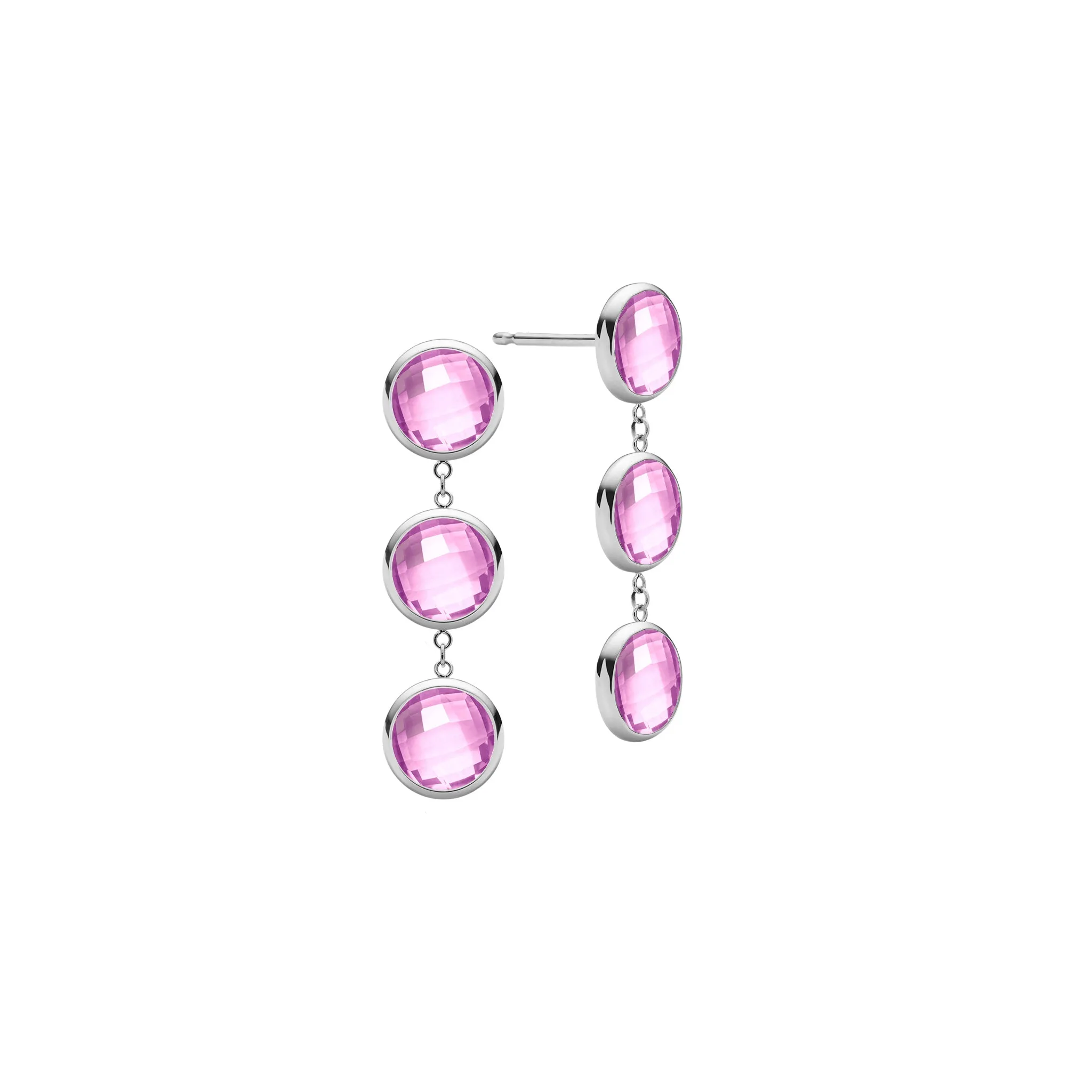 Newport Grand 3 Pink Sapphire Earrings in 14k Gold (October) sold by Haverhill product image thumbnail 5