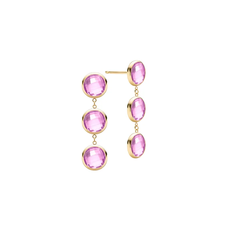 Newport Grand 3 Pink Sapphire Earrings in 14k Gold (October) sold by Haverhill