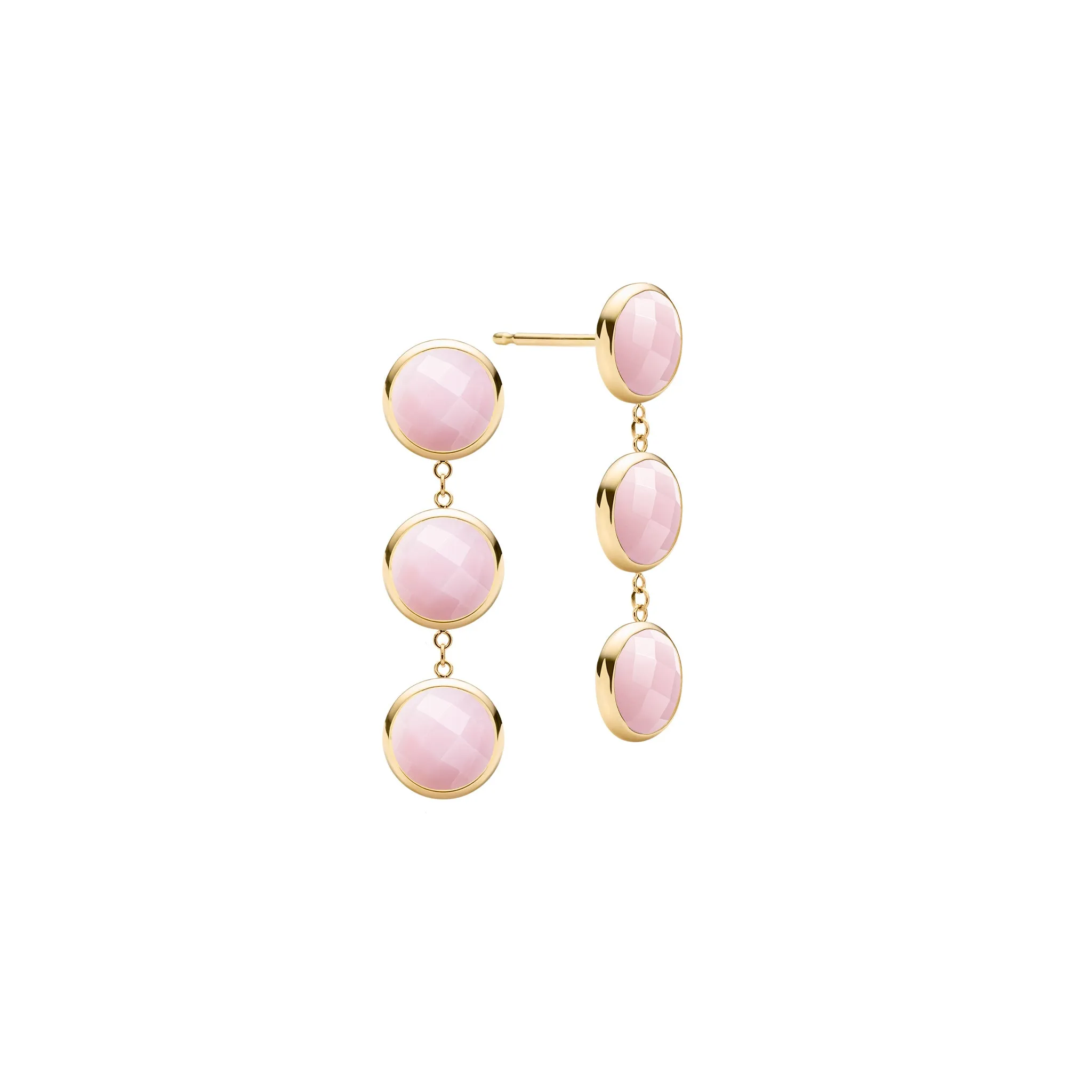 Newport Grand 3 Pink Opal Earrings in 14k Gold (October) sold by Haverhill
