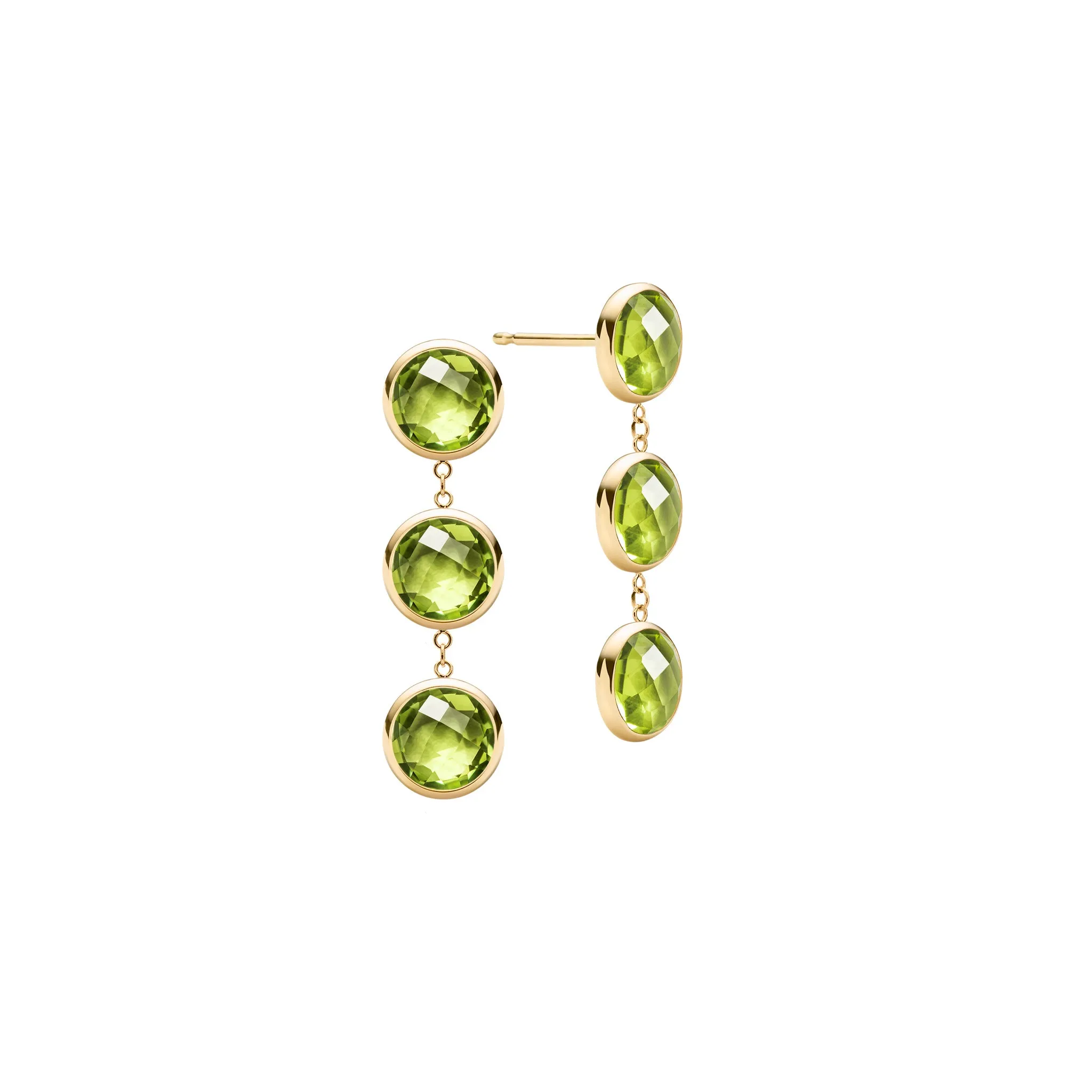 Newport Grand 3 Peridot Earrings in 14k Gold (August) sold by Haverhill