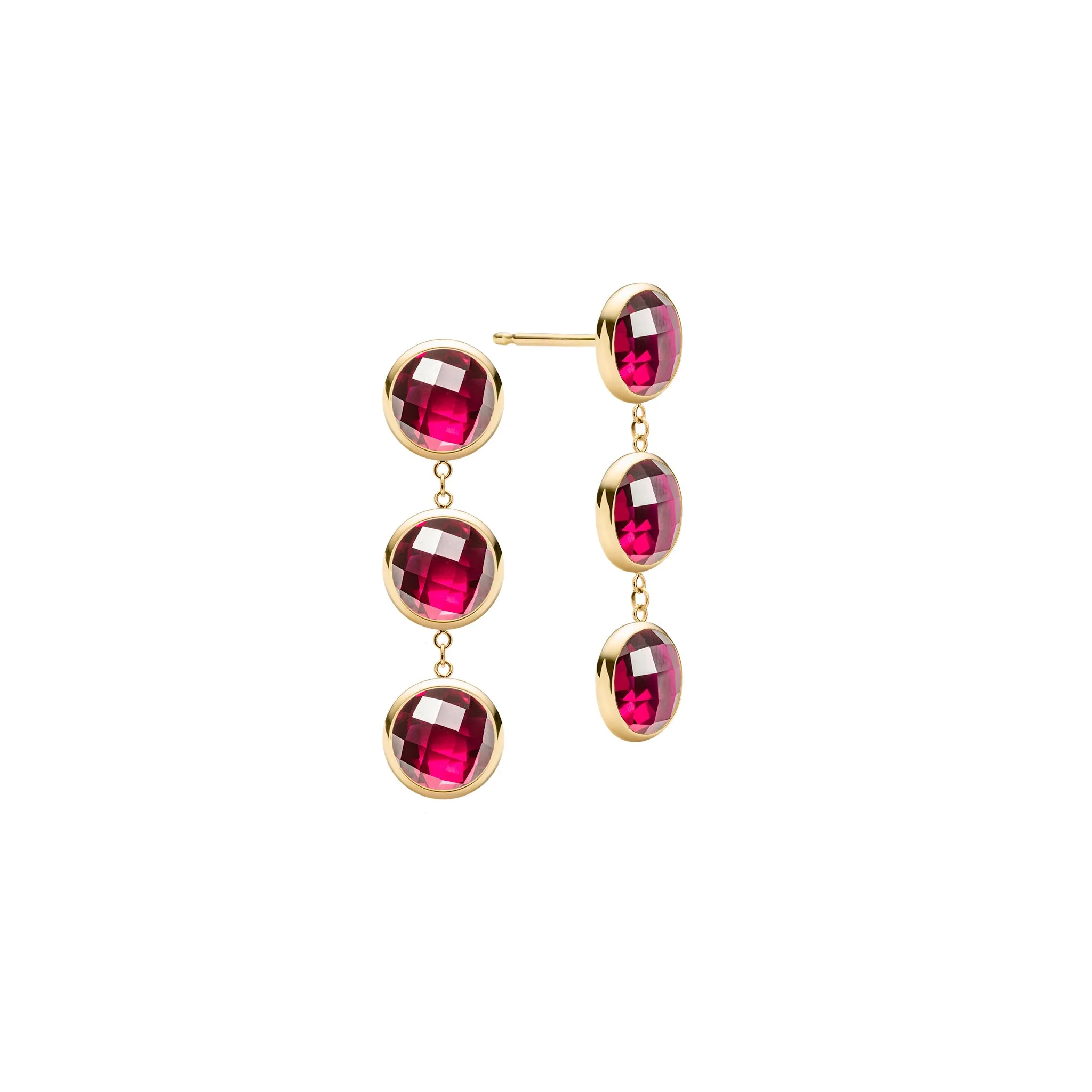Newport Grand 3 Ruby Earrings in 14k Gold (July) sold by Haverhill