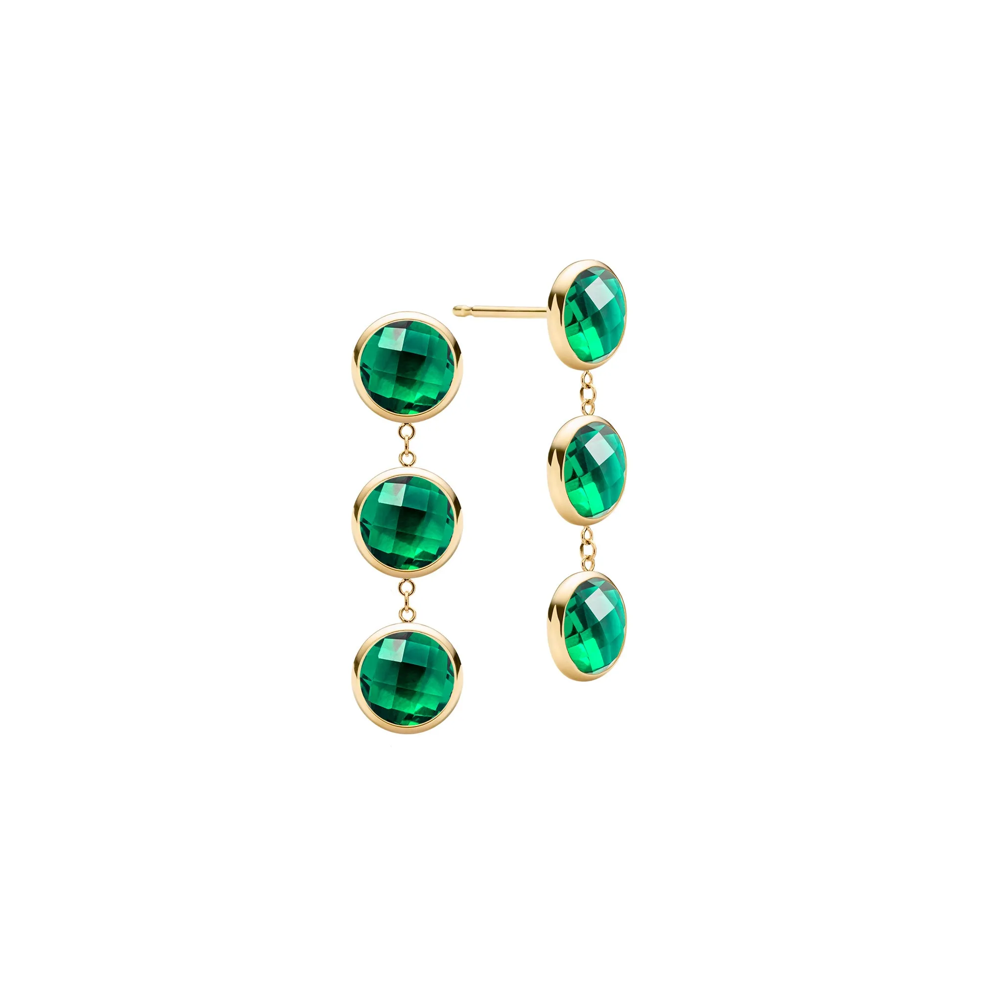 Newport Grand 3 Emerald Earrings in 14k Gold (May) sold by Haverhill