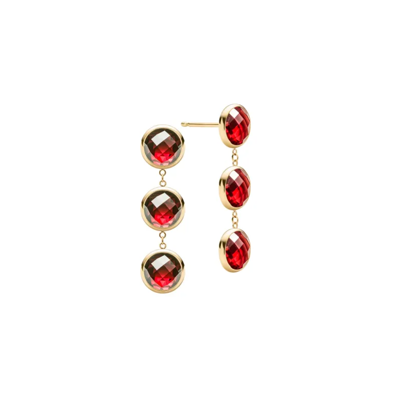 Newport Grand 3 Garnet Earrings in 14k Gold (January) sold by Haverhill