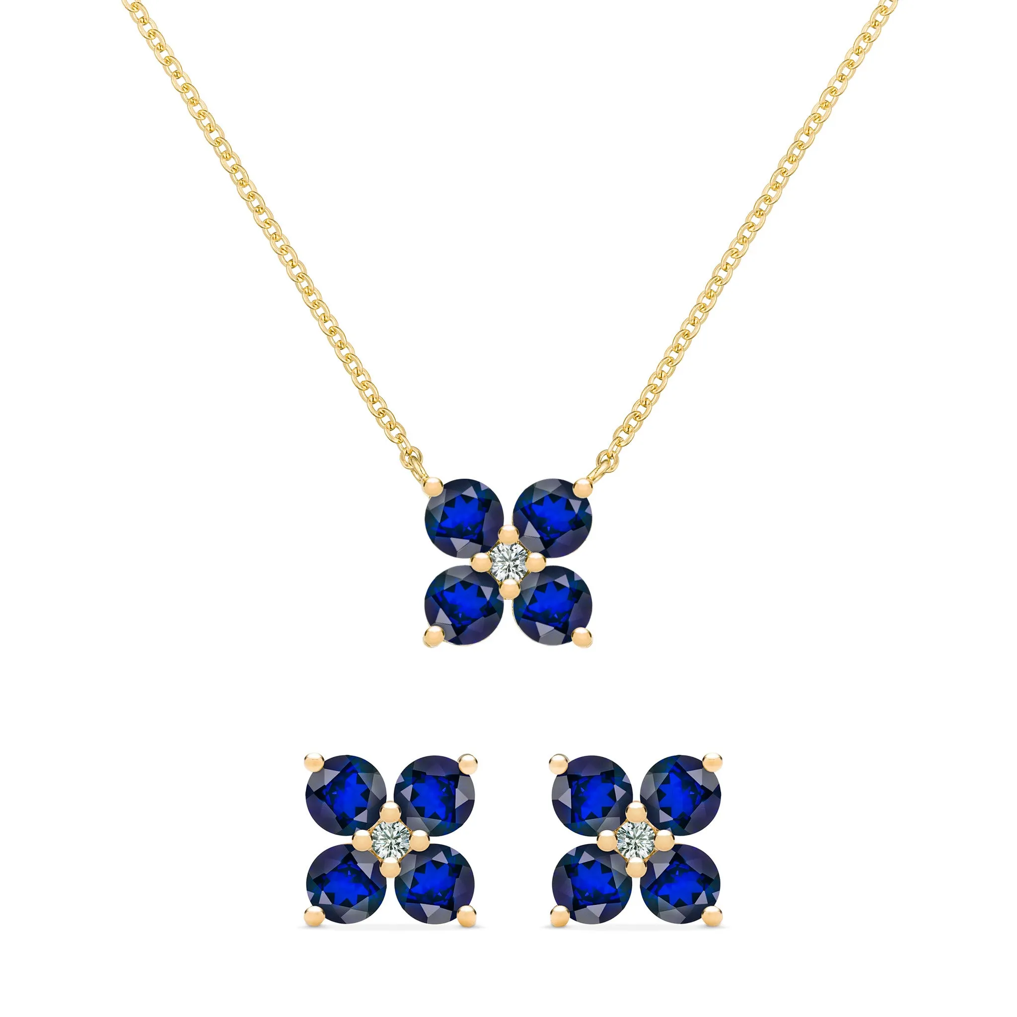 Greenwich 4 Sapphire & Diamond Necklace and Earrings Set in 14k Gold (September) sold by Haverhill