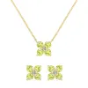 Greenwich 4 Peridot & Diamond Necklace and Earrings Set in 14k Gold (August) sold by Haverhill