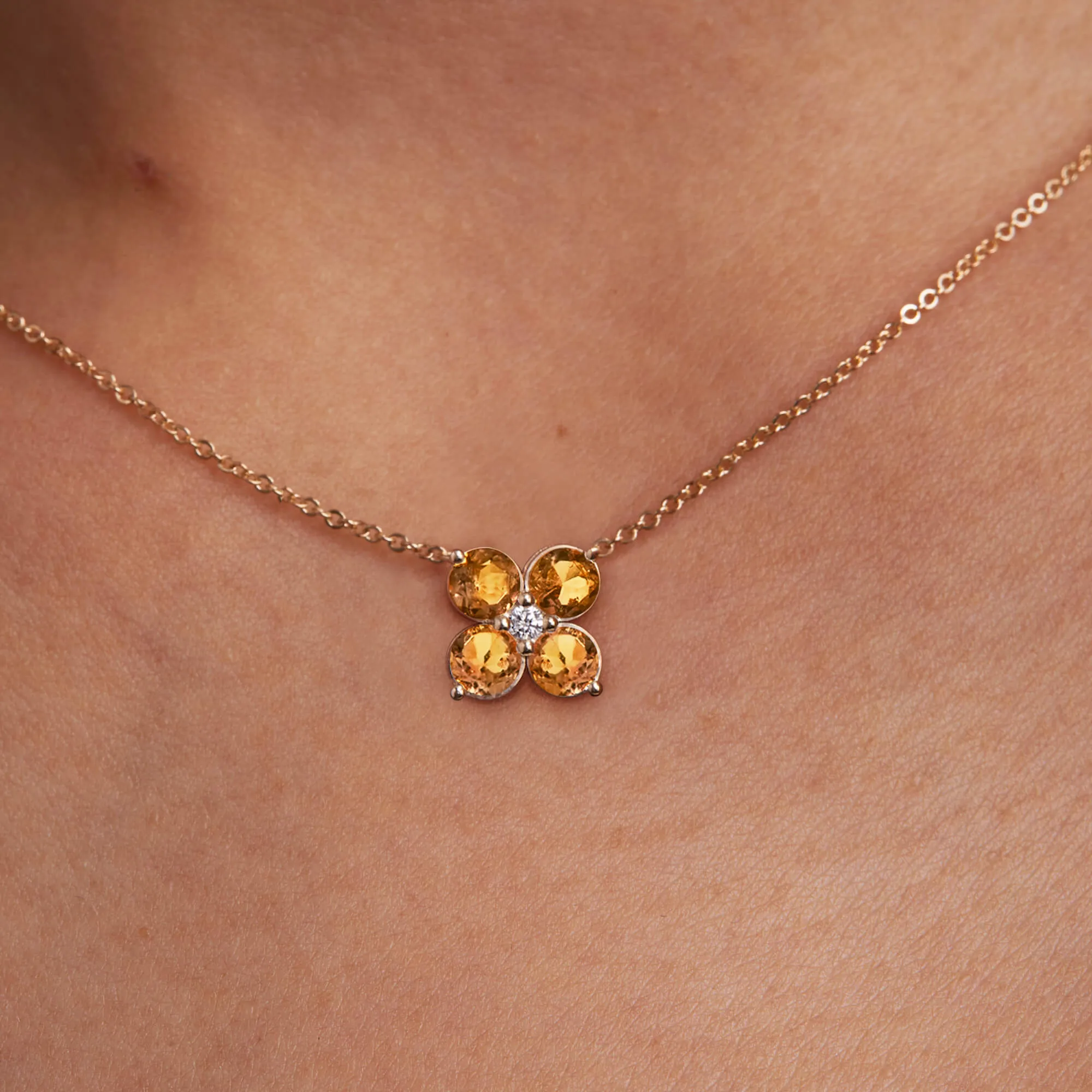 Greenwich 4 Citrine & Diamond Necklace and Earrings Set in 14k Gold (November) sold by Haverhill product image thumbnail 3