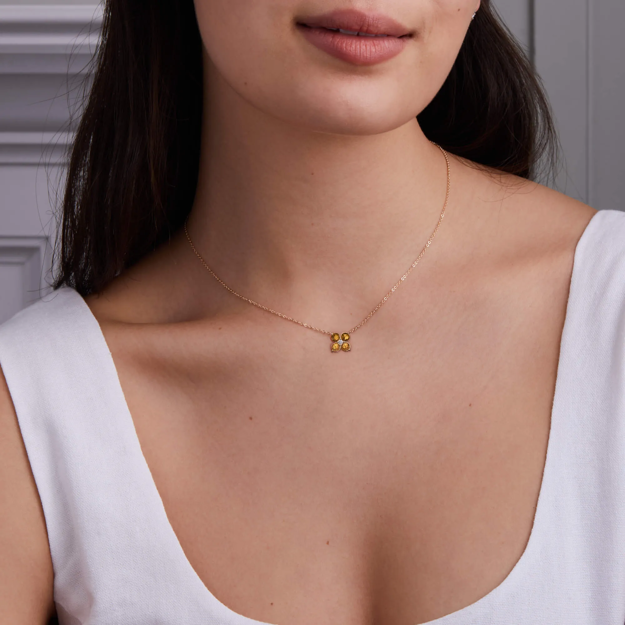 Greenwich 4 Citrine & Diamond Necklace and Earrings Set in 14k Gold (November) sold by Haverhill product image thumbnail 2