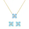 Greenwich 4 Nantucket Blue Topaz & Diamond Necklace and Earrings Set in 14k Gold (December) sold by Haverhill