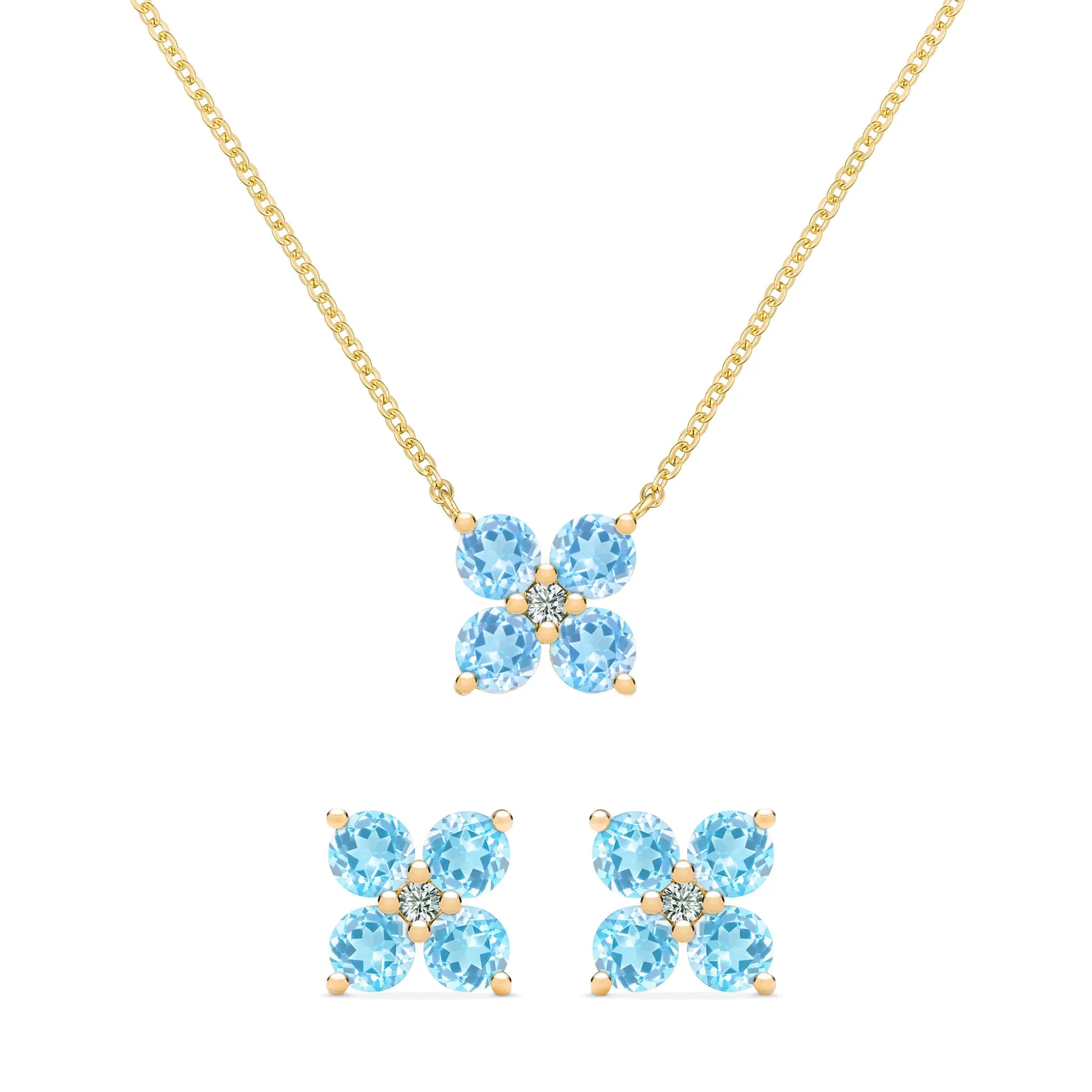 Greenwich 4 Nantucket Blue Topaz & Diamond Necklace and Earrings Set in 14k Gold (December) sold by Haverhill