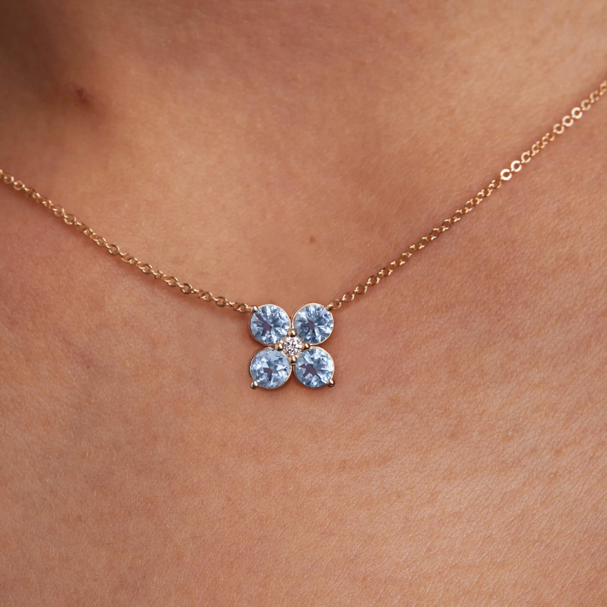 Greenwich 4 Aquamarine & Diamond Necklace and Earrings Set in 14k Gold (March) sold by Haverhill product image thumbnail 3