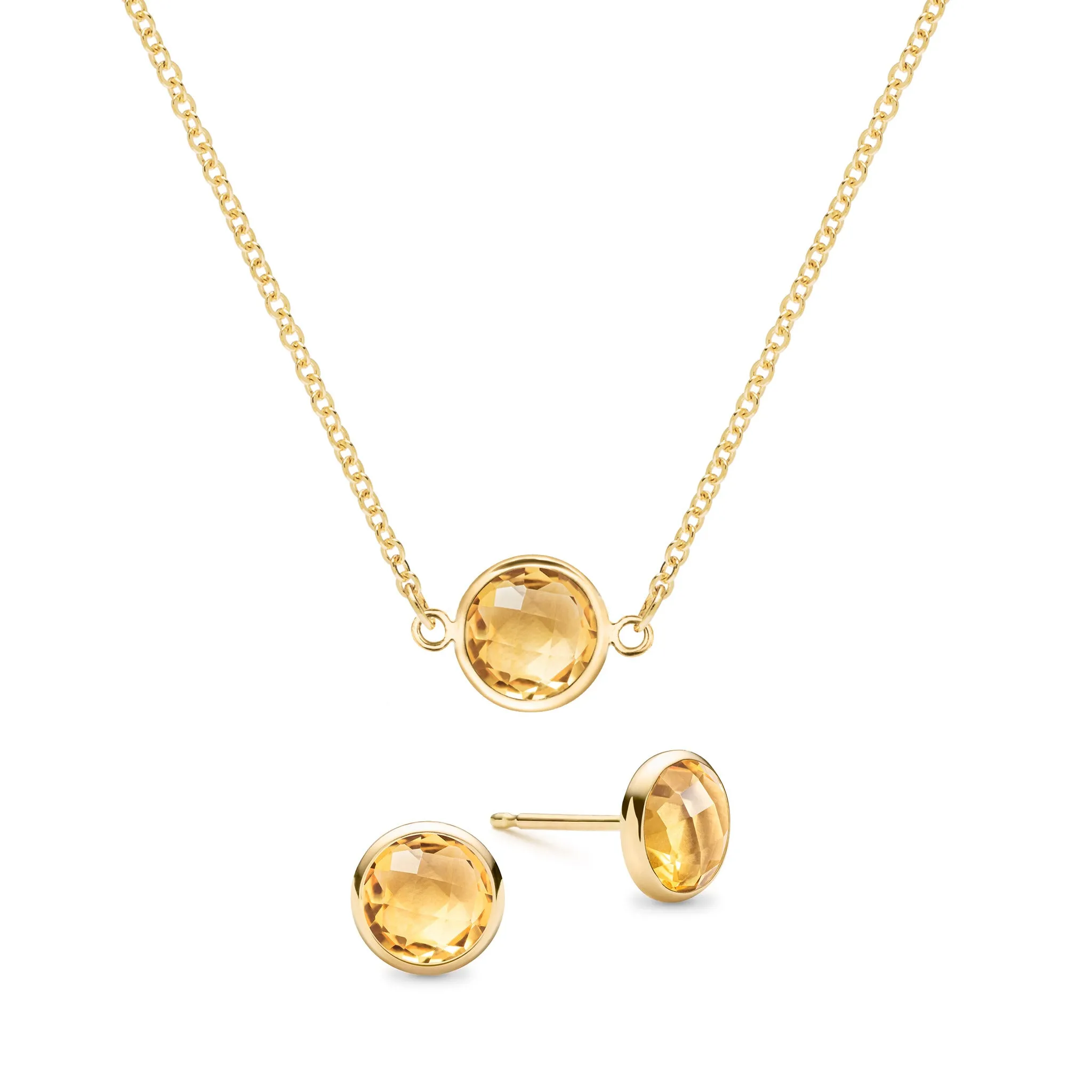 Grand 1 Citrine Necklace and Earrings Set in 14k Gold (November) sold by Haverhill