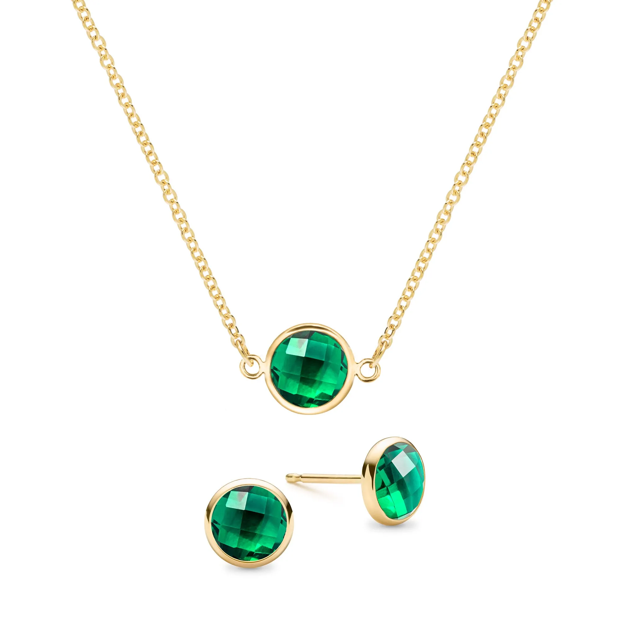Grand 1 Emerald Necklace and Earrings Set in 14k Gold (May) sold by Haverhill