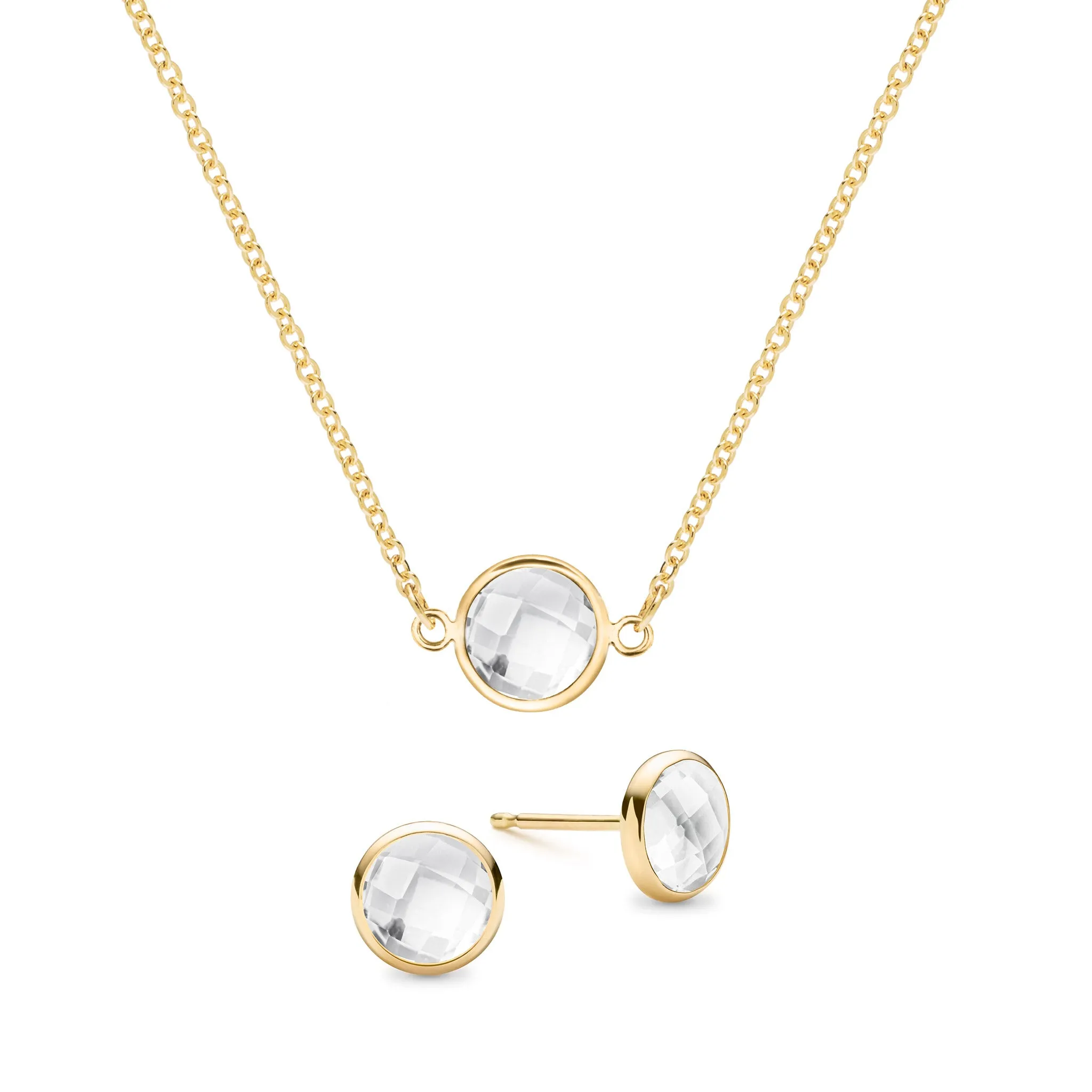 Grand 1 White Topaz Necklace and Earrings Set in 14k Gold (April) sold by Haverhill