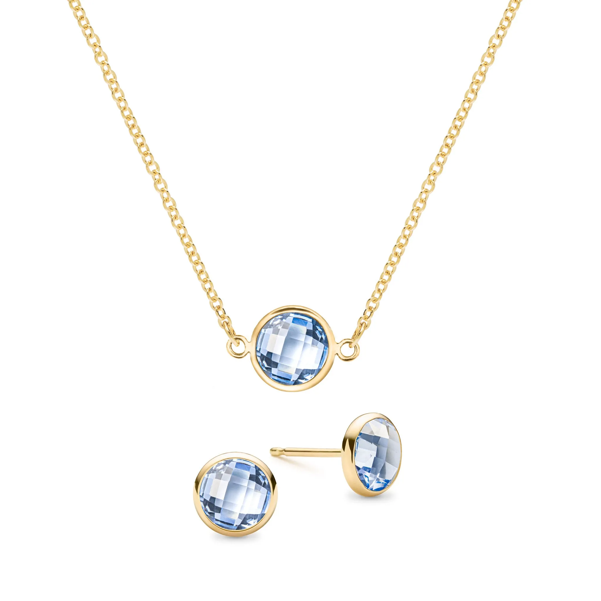 Grand 1 Aquamarine Necklace and Earrings Set in 14k Gold (March) sold by Haverhill