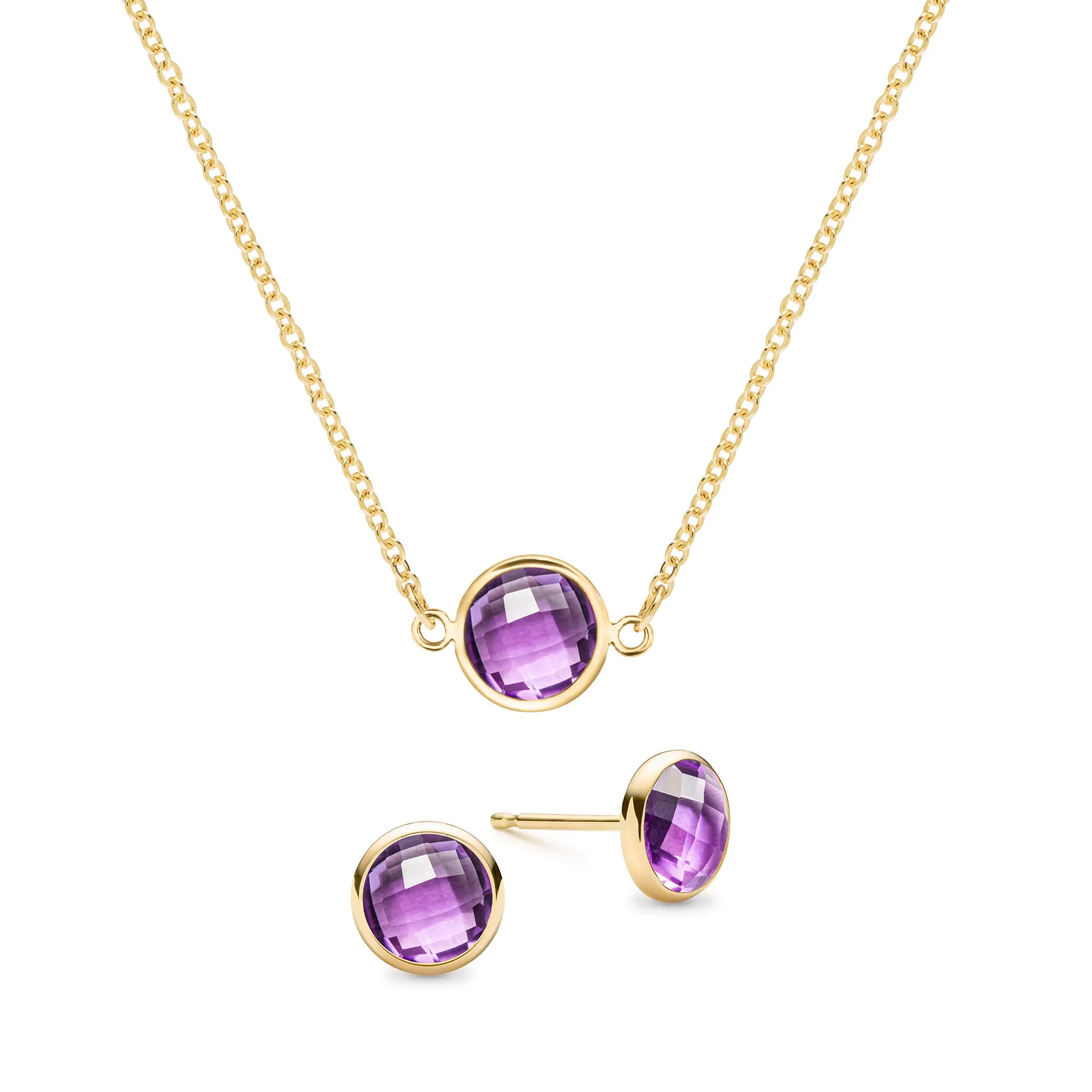 Grand 1 Amethyst Necklace and Earrings Set in 14k Gold (February) sold by Haverhill