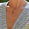 Greenwich Flower Garnet & Diamond Necklace and Earrings Set in 14k Gold (January) sold by Haverhill