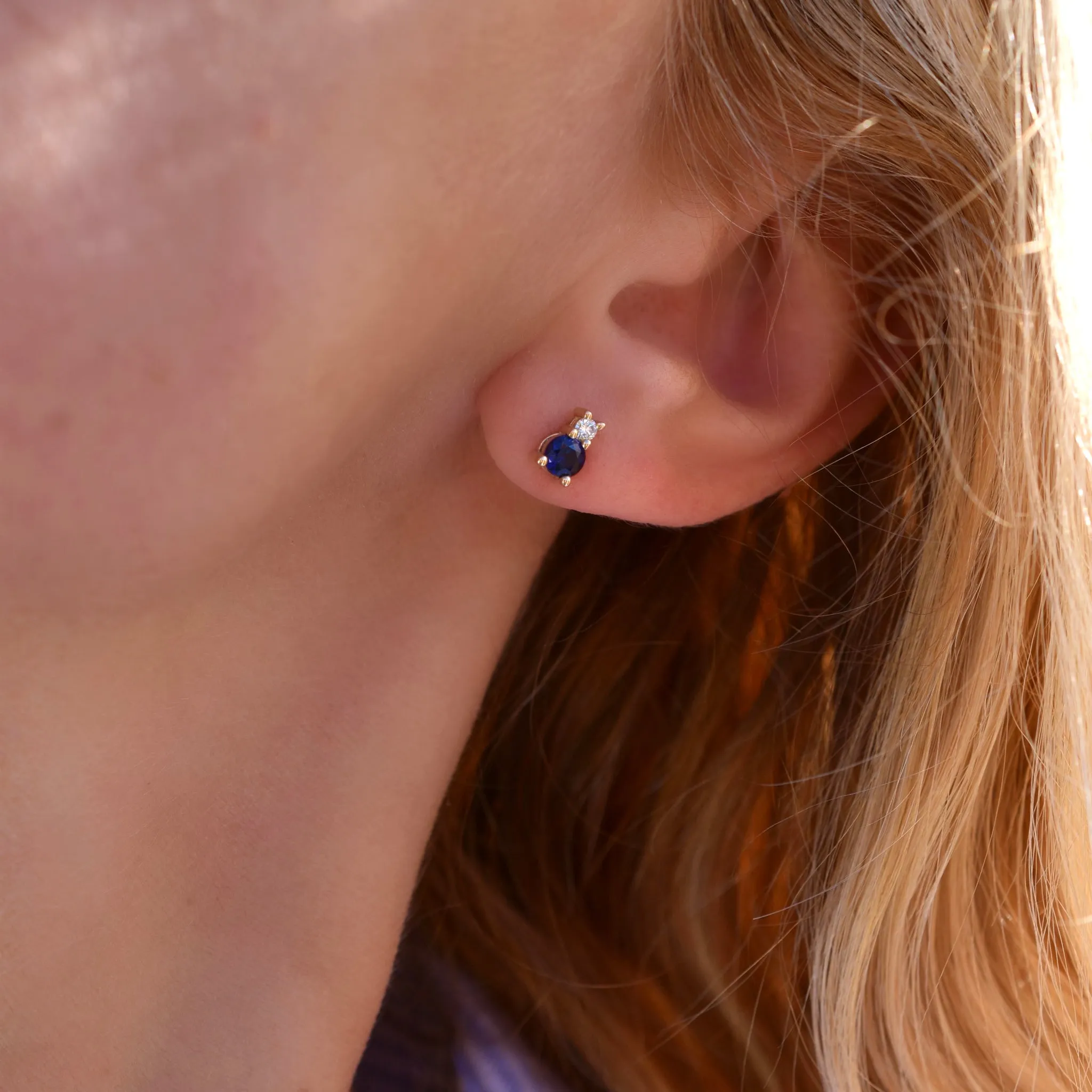 Greenwich Solitaire Sapphire & Diamond Necklace and Earrings Set in 14k Gold (September) sold by Haverhill product image thumbnail 3