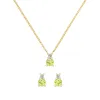 Greenwich Solitaire Peridot & Diamond Necklace and Earrings Set in 14k Gold (August) sold by Haverhill