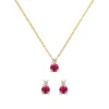 Greenwich Solitaire Ruby & Diamond Necklace and Earrings Set in 14k Gold (July) sold by Haverhill