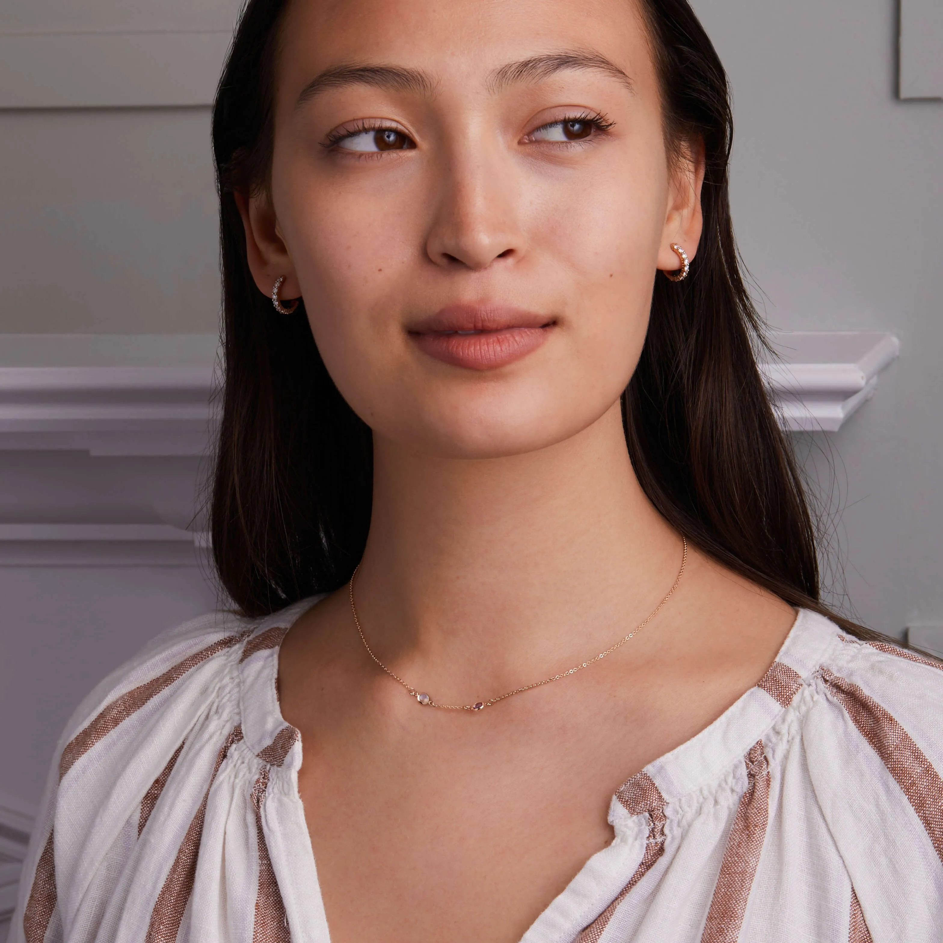 Petite 2 Birthstone Necklace in 14k Gold (Centered) sold by Haverhill product image thumbnail 2