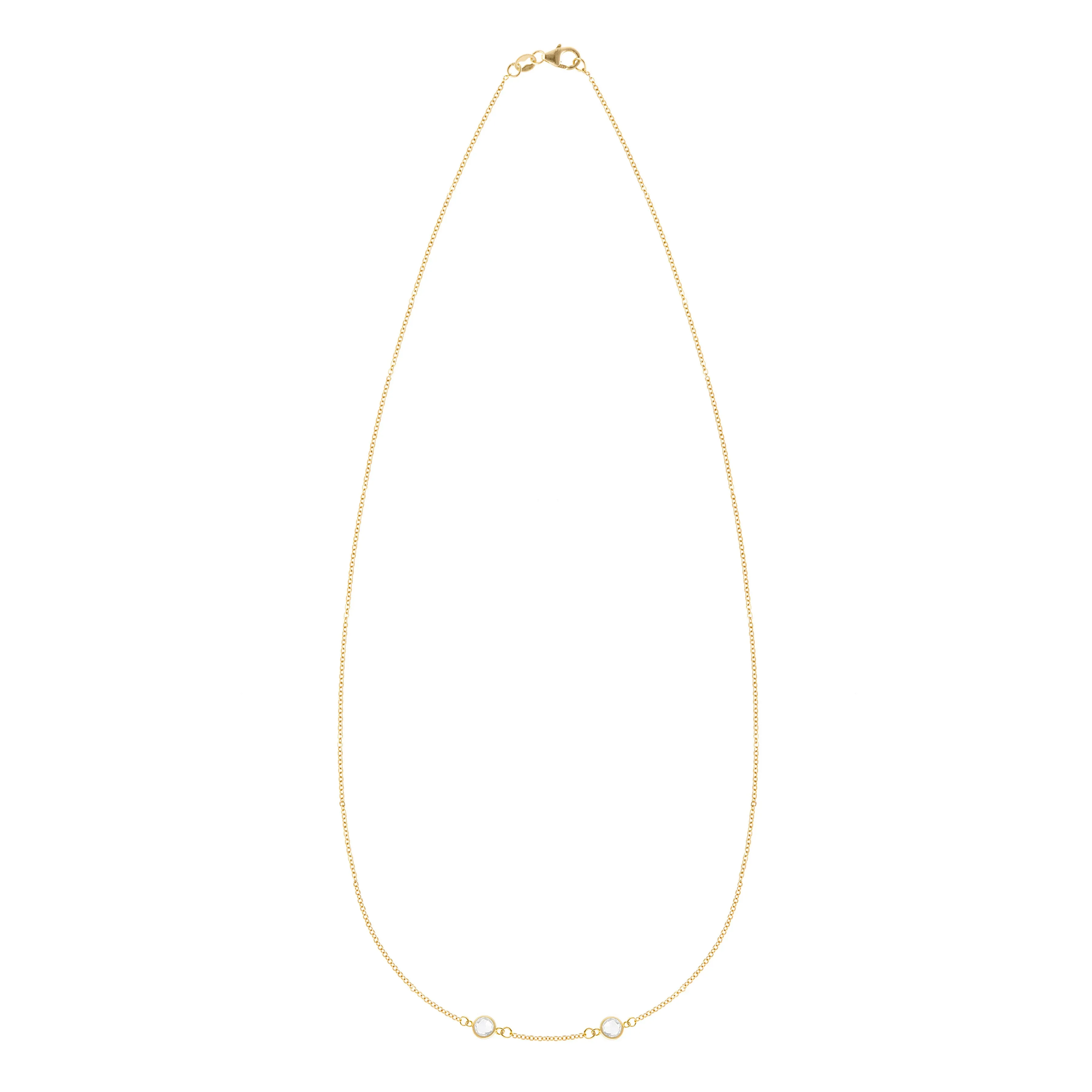 Petite 2 Birthstone Necklace in 14k Gold (Centered) sold by Haverhill product image thumbnail 4