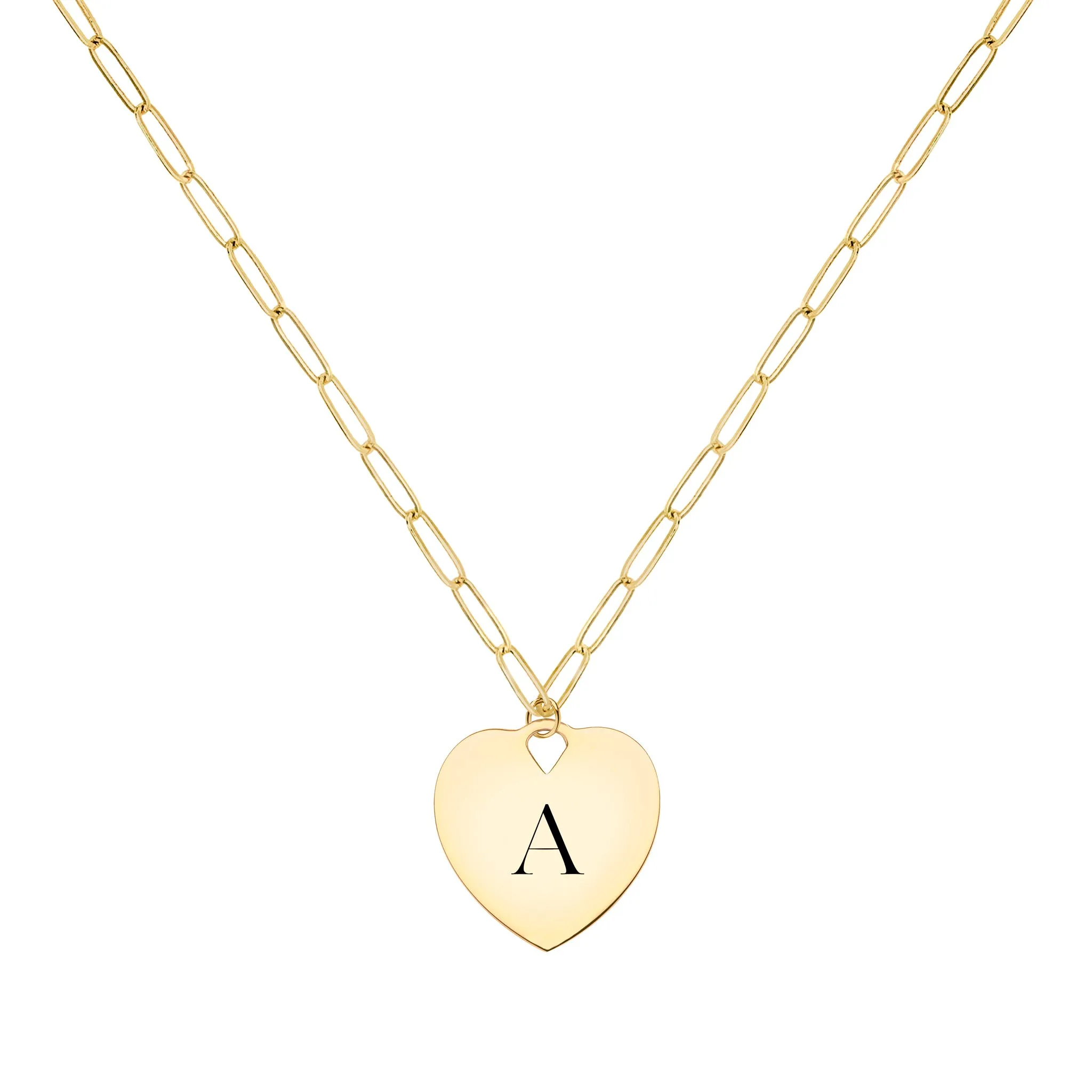 Small Engravable Flat Heart Pendant with Adelaide Mini Chain in 14k Gold sold by Haverhill