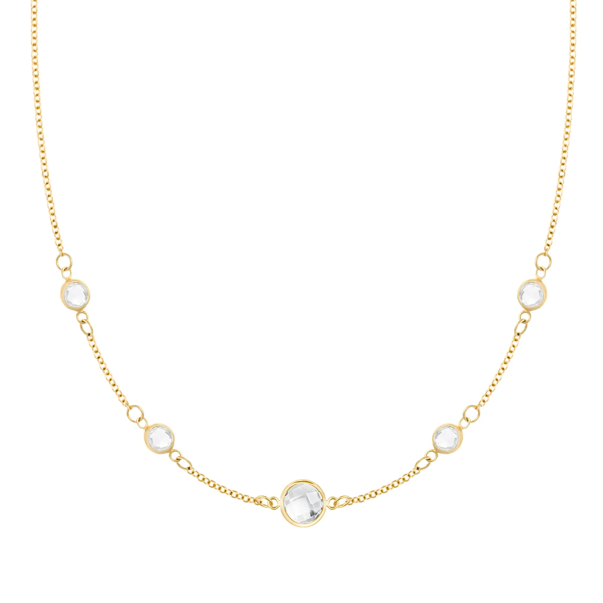 1 Grand & 4 Petite Birthstone Necklace in 14k Gold sold by Haverhill