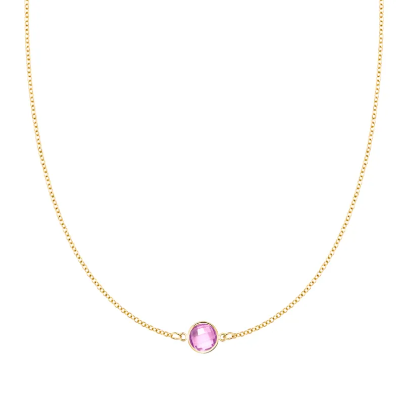Grand 1 Pink Sapphire Necklace in 14k Gold (October) sold by Haverhill