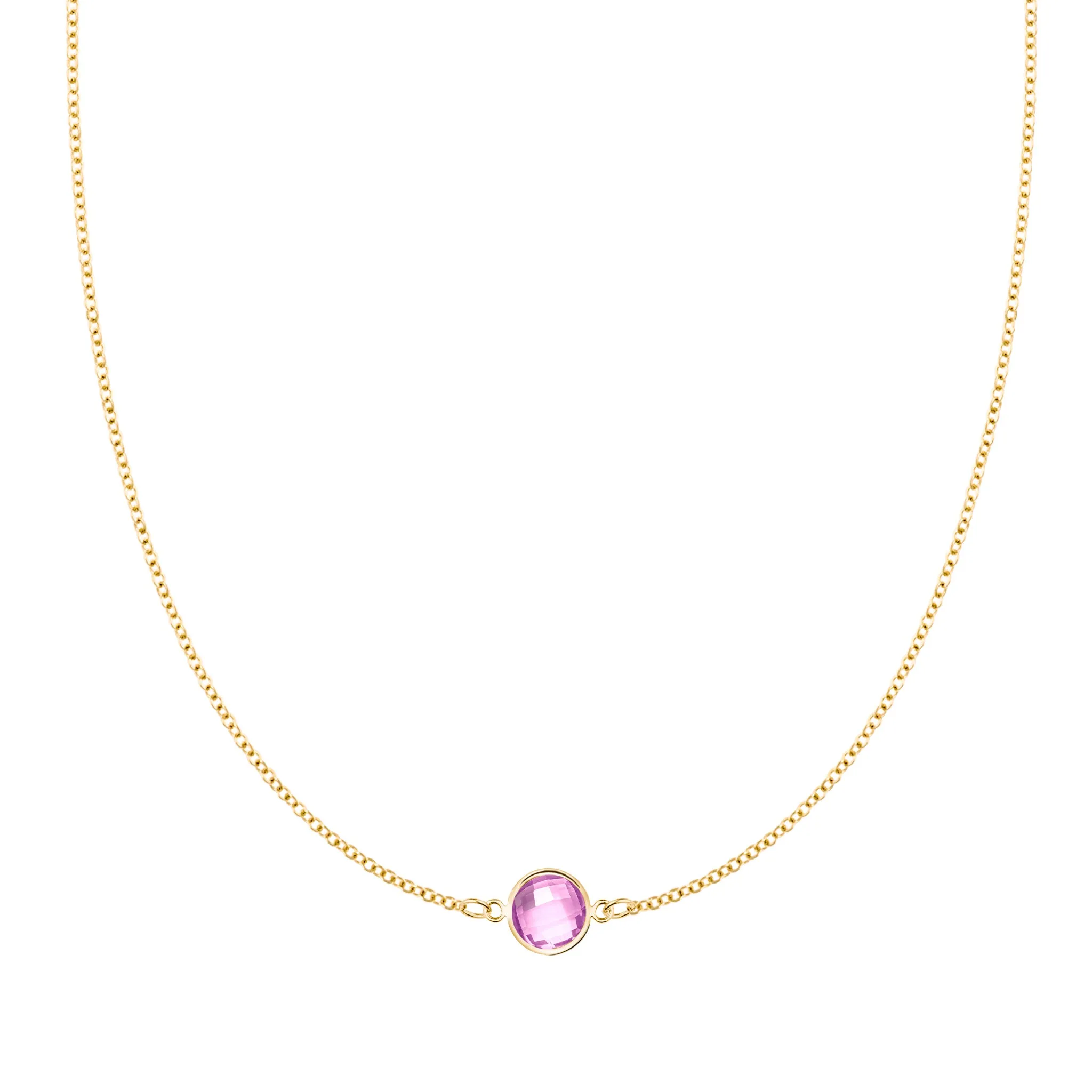 Grand 1 Pink Sapphire Necklace in 14k Gold (October) sold by Haverhill