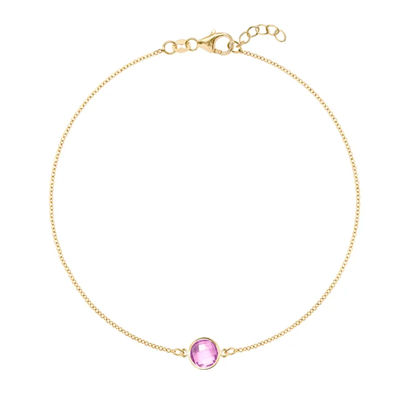 Grand 1 Pink Sapphire Bracelet in 14k Gold (October) sold by Haverhill