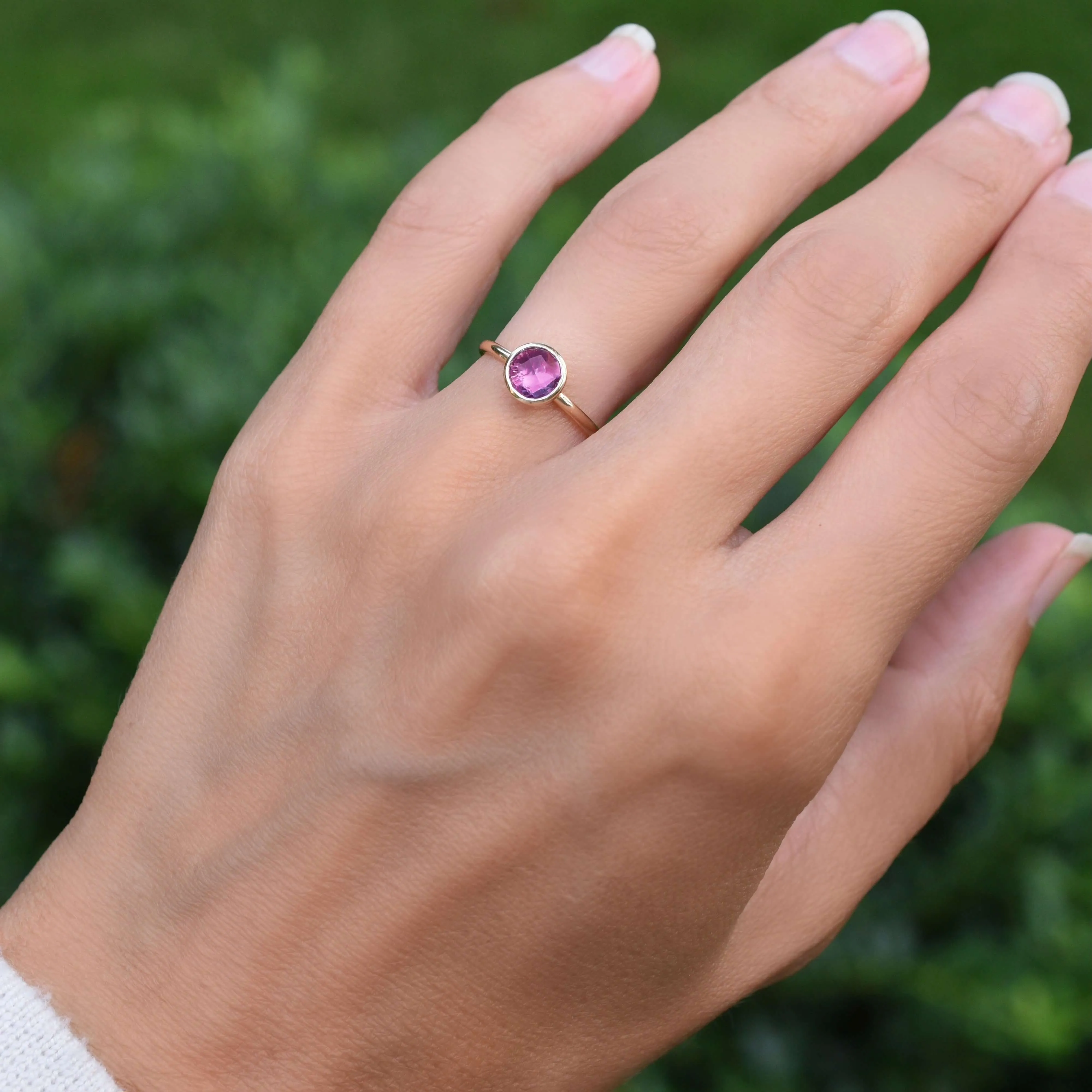 Grand Pink Sapphire Ring in 14k Gold (October) sold by Haverhill product image thumbnail 2