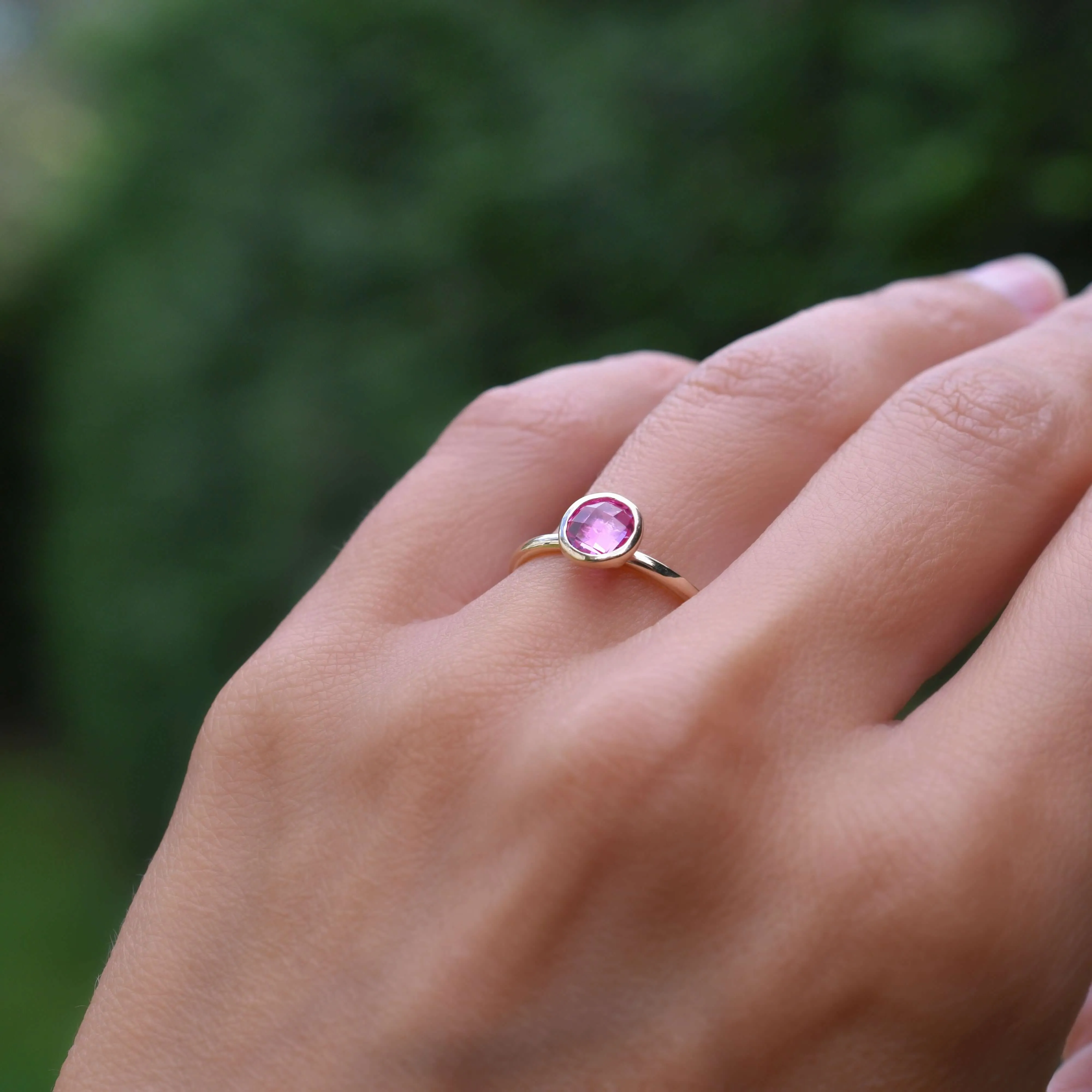 Grand Pink Sapphire Ring in 14k Gold (October) sold by Haverhill product image thumbnail 3