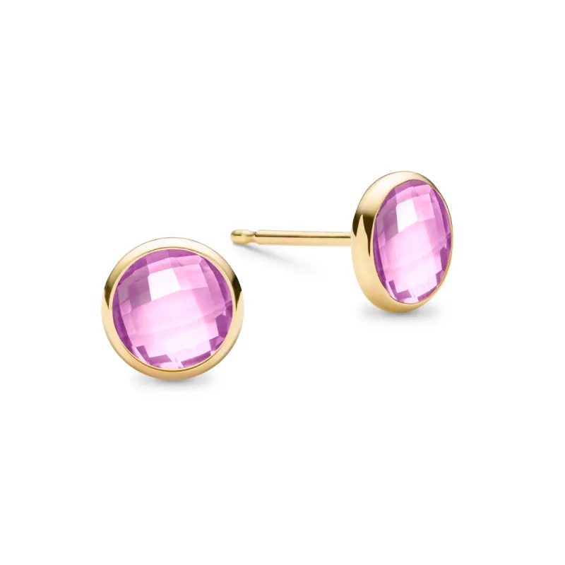 Grand Pink Sapphire Stud Earrings in 14k Gold (October) sold by Haverhill