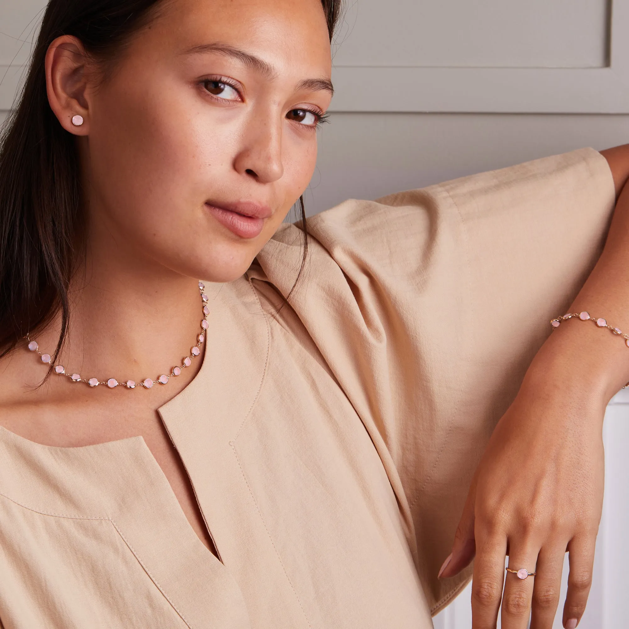 Newport Grand Pink Opal Necklace in 14k Gold (October) sold by Haverhill product image thumbnail 2